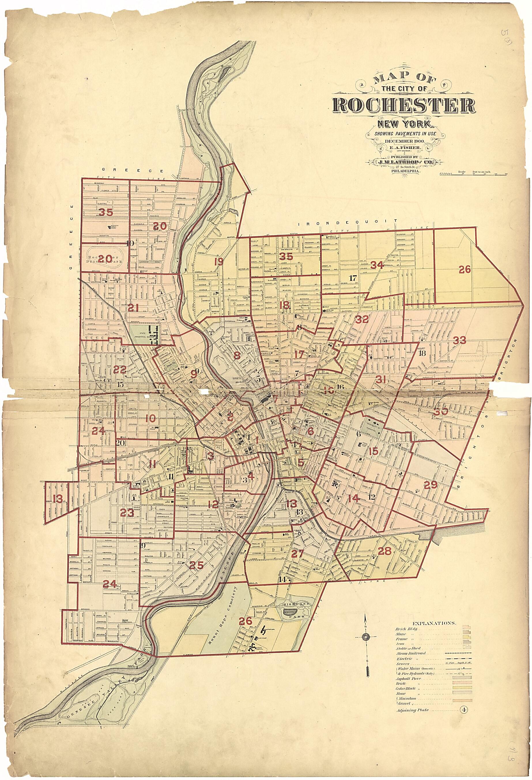 This old map of Map of the City of Rochester, New York from Plat Book of the City of Rochester, New York from 1900 was created by J.M. Lathrop & Co in 1900