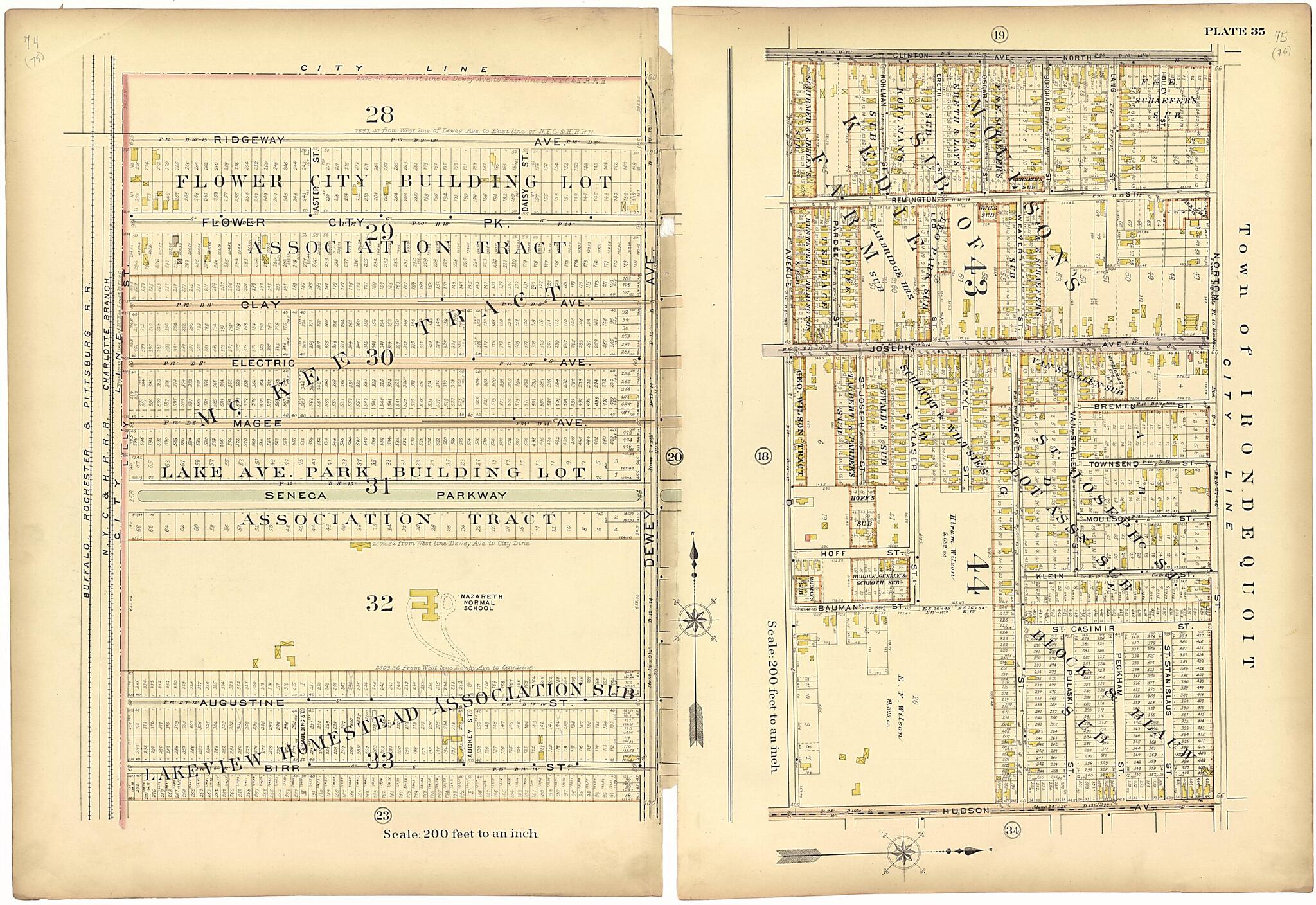 This old map of Plate 35 from Plat Book of the City of Rochester, New York from 1900 was created by J.M. Lathrop & Co in 1900