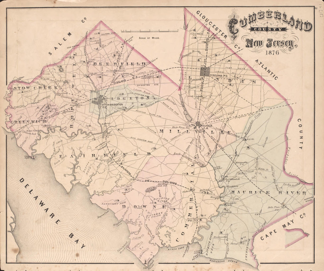 This old map of County Map from New Historical Atlas of Cumberland Co., New Jersey : from 1876 was created by D. J. Stewart in 1876
