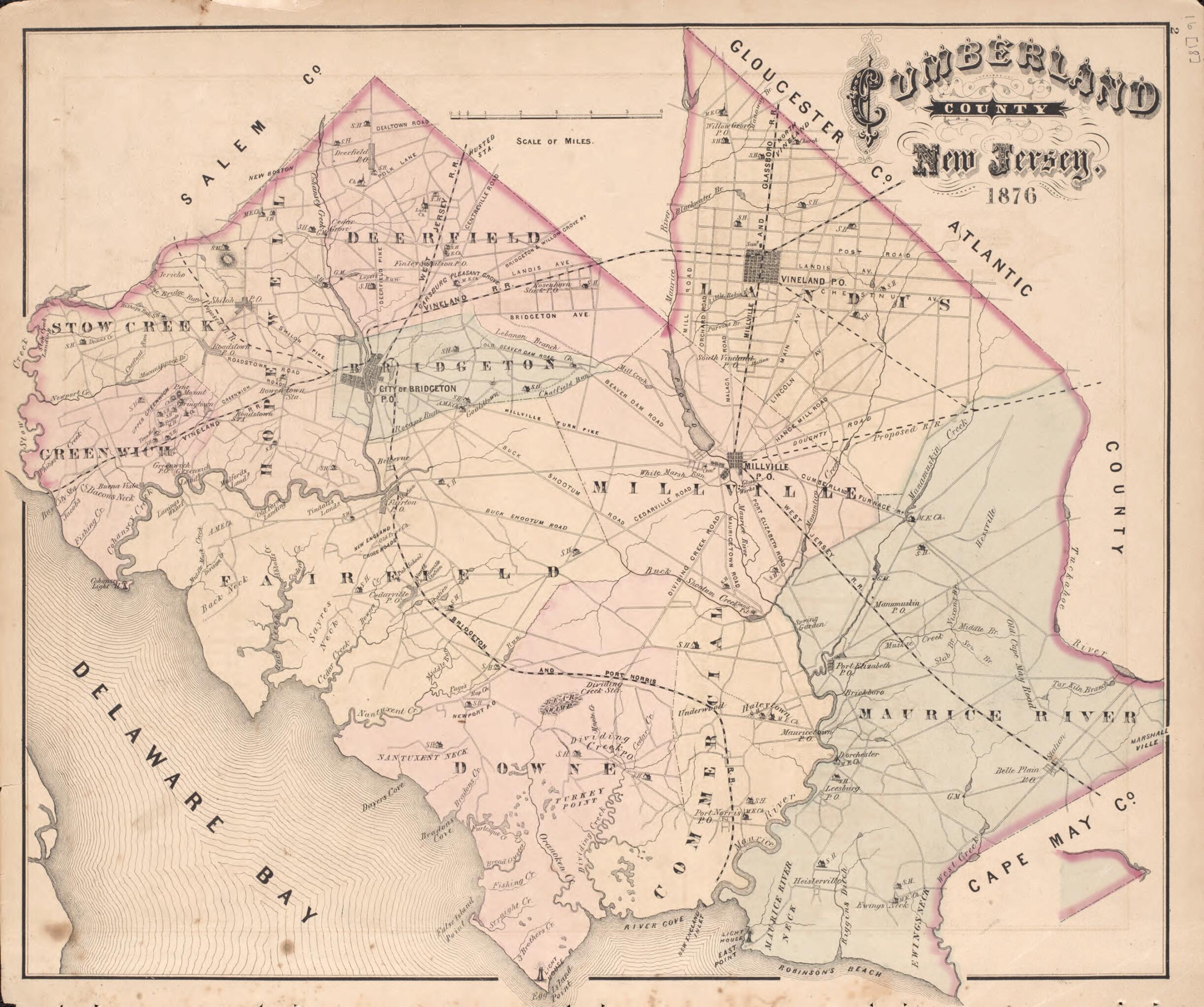 This old map of County Map from New Historical Atlas of Cumberland Co., New Jersey : from 1876 was created by D. J. Stewart in 1876