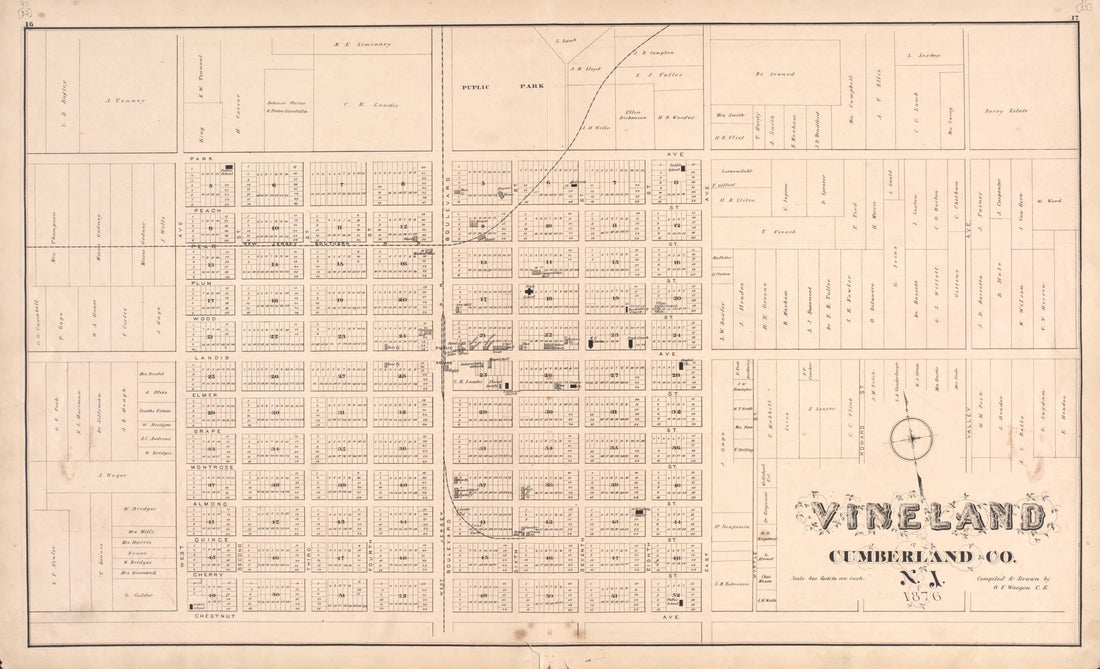 This old map of Vineland from New Historical Atlas of Cumberland Co., New Jersey : from 1876 was created by D. J. Stewart in 1876