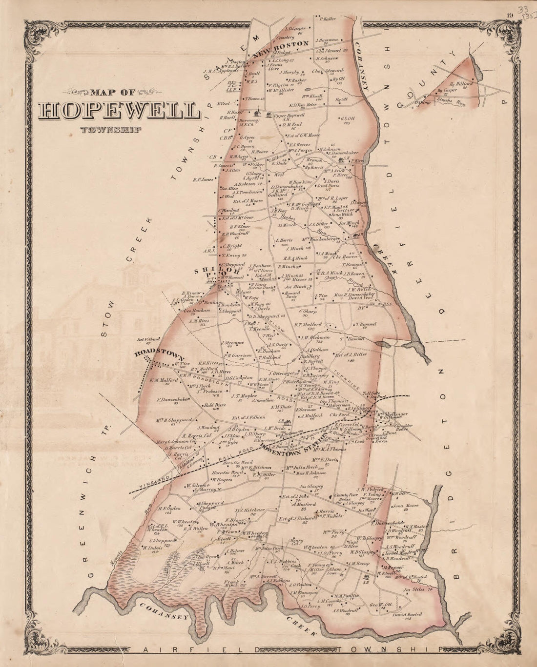 This old map of Hopewell Township from New Historical Atlas of Cumberland Co., New Jersey : from 1876 was created by D. J. Stewart in 1876