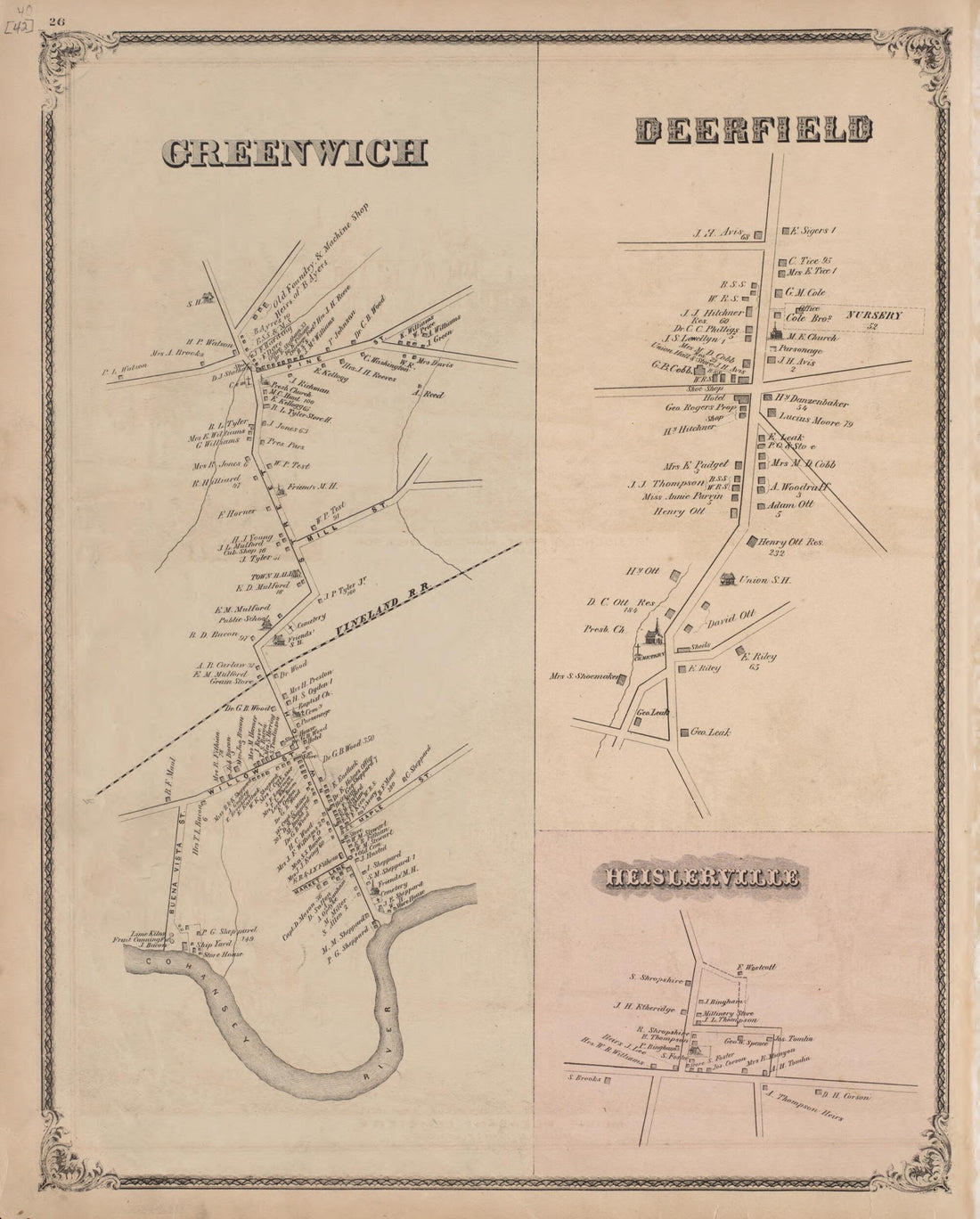 This old map of Greenwich, Deerfield, Heislerville from New Historical Atlas of Cumberland Co., New Jersey : from 1876 was created by D. J. Stewart in 1876