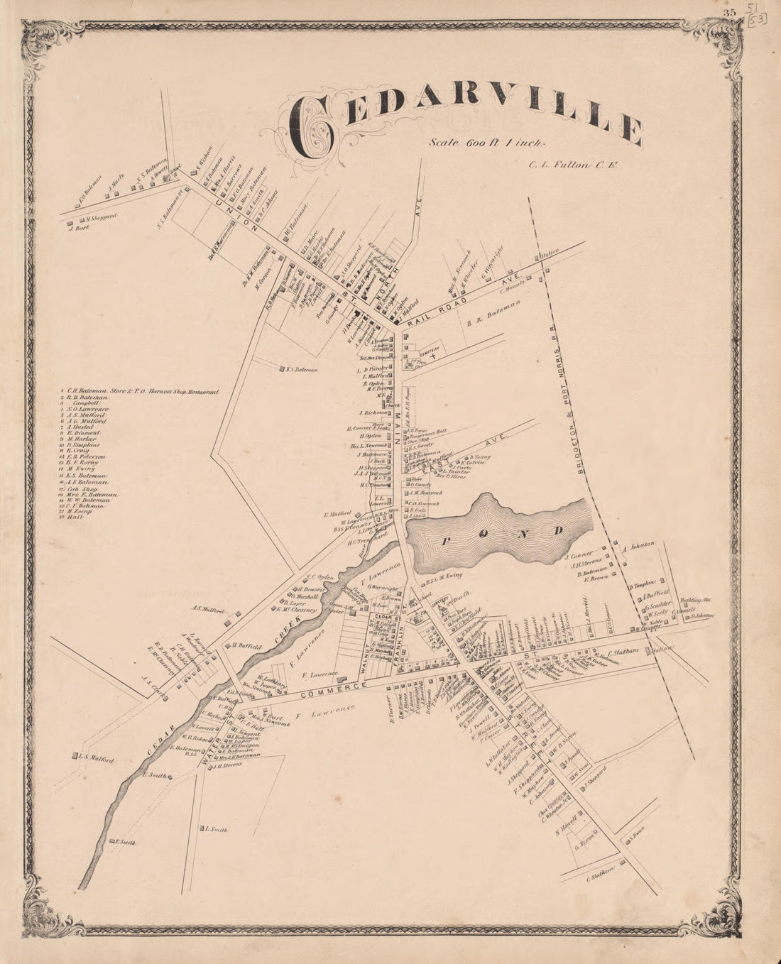 This old map of Cedarville from New Historical Atlas of Cumberland Co., New Jersey : from 1876 was created by D. J. Stewart in 1876