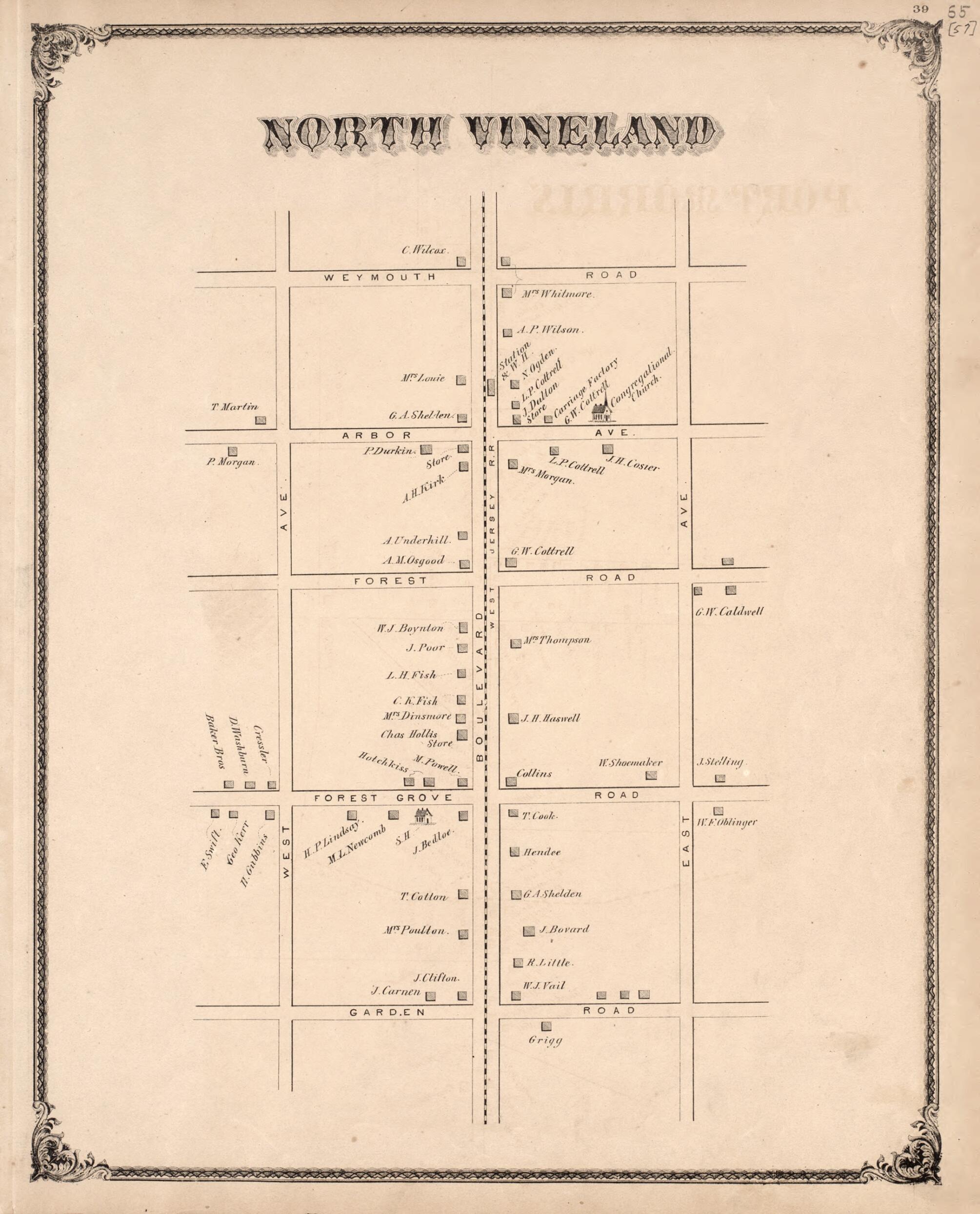 This old map of North Vineland from New Historical Atlas of Cumberland Co., New Jersey : from 1876 was created by D. J. Stewart in 1876