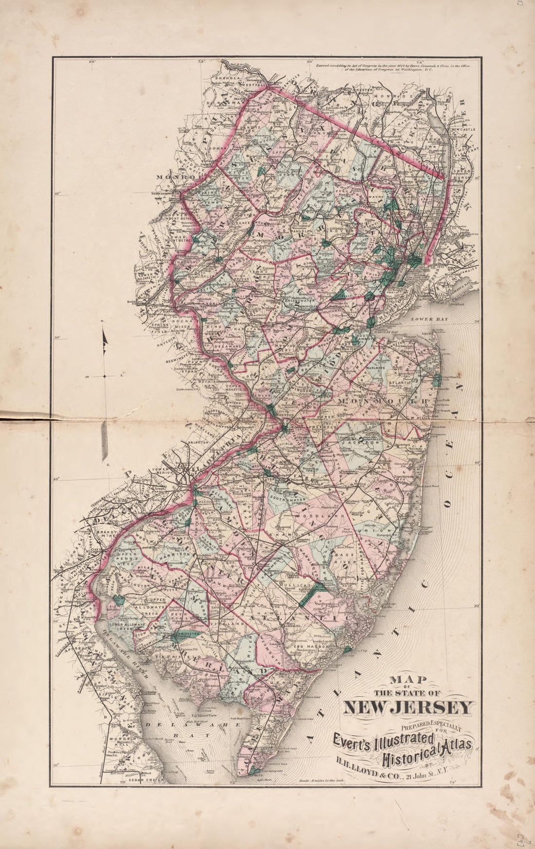This old map of New Jersey from New Historical Atlas of Cumberland Co., New Jersey : from 1876 was created by D. J. Stewart in 1876