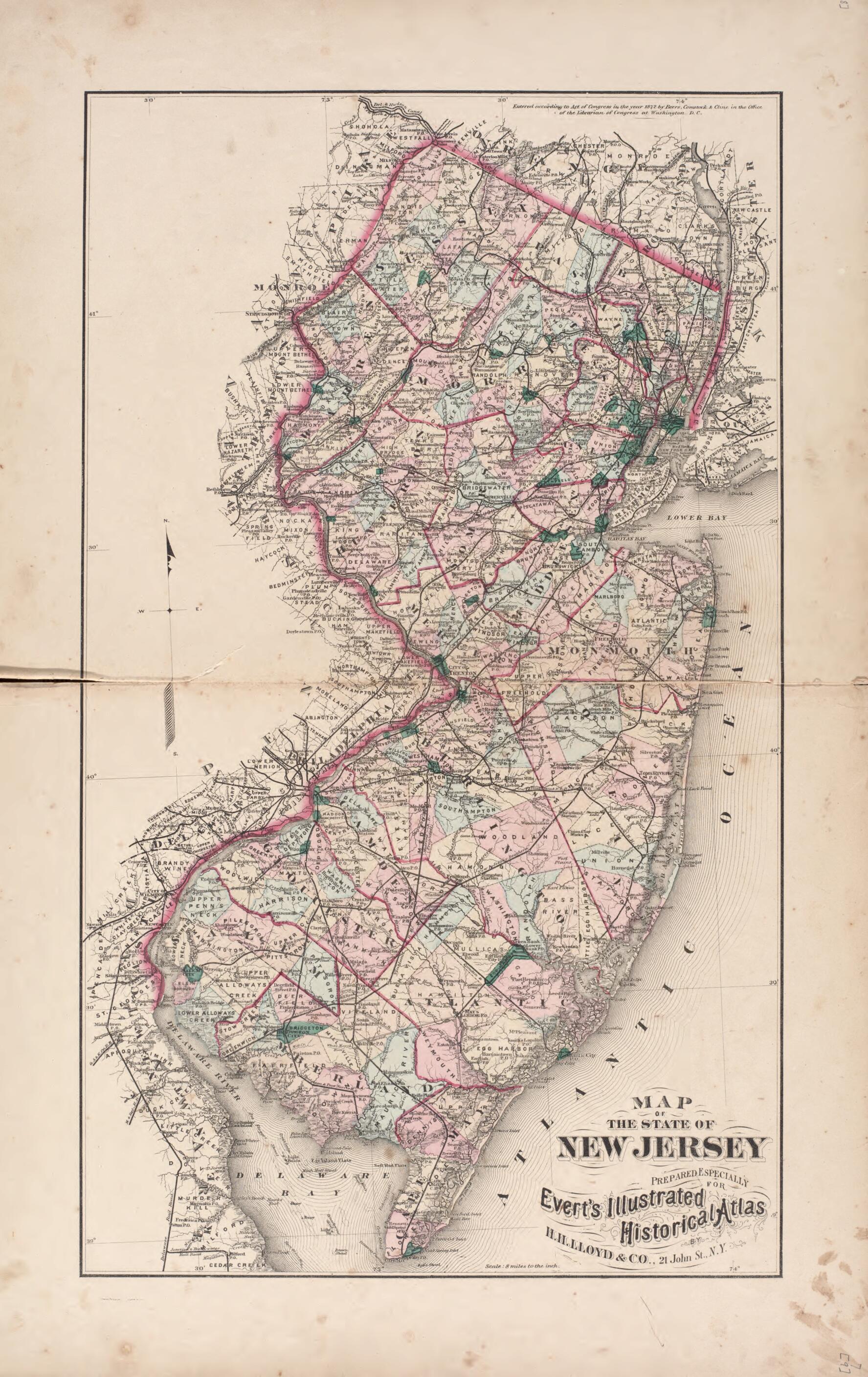 This old map of New Jersey from New Historical Atlas of Cumberland Co., New Jersey : from 1876 was created by D. J. Stewart in 1876