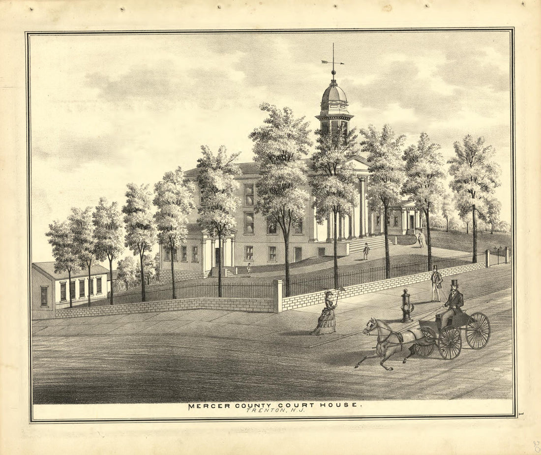 This old map of Mercer County Court House - Trenton, N.J. from New Historical Atlas of Mercer County, New Jersey : from 1875 was created by Thomas Hunter in 1875