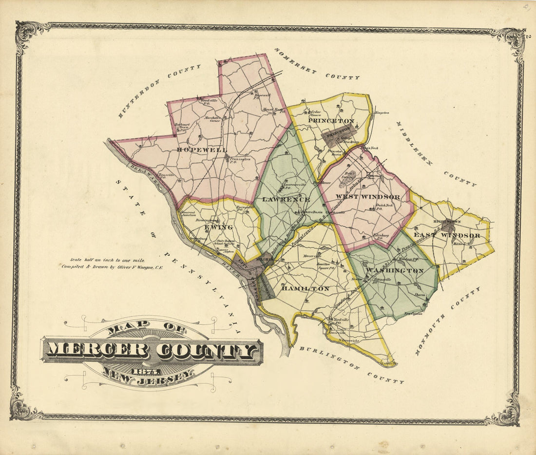 This old map of Map of Mercer County, N.J. from New Historical Atlas of Mercer County, New Jersey : from 1875 was created by Thomas Hunter in 1875