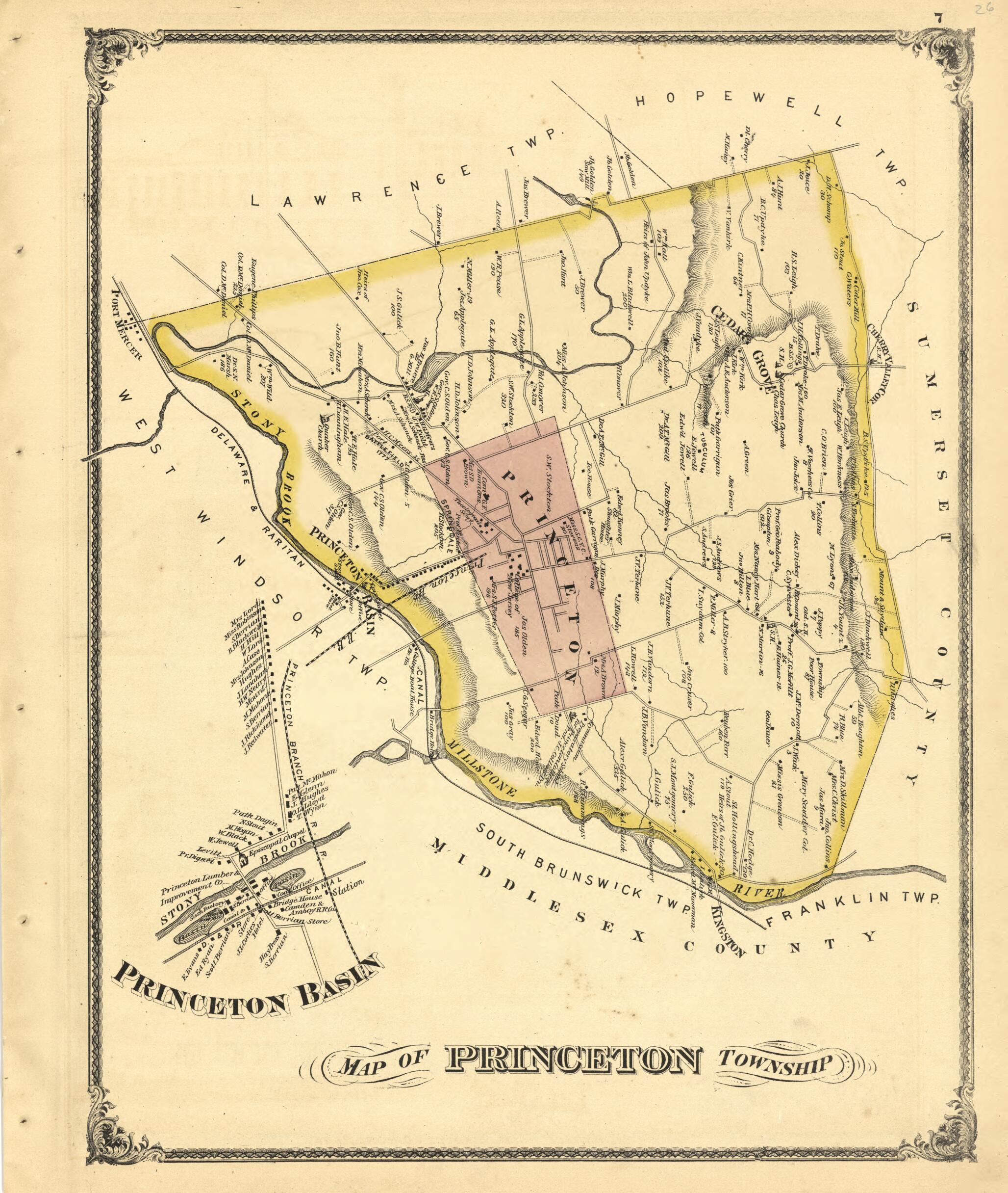 This old map of Map of Princeton Township from New Historical Atlas of Mercer County, New Jersey : from 1875 was created by Thomas Hunter in 1875