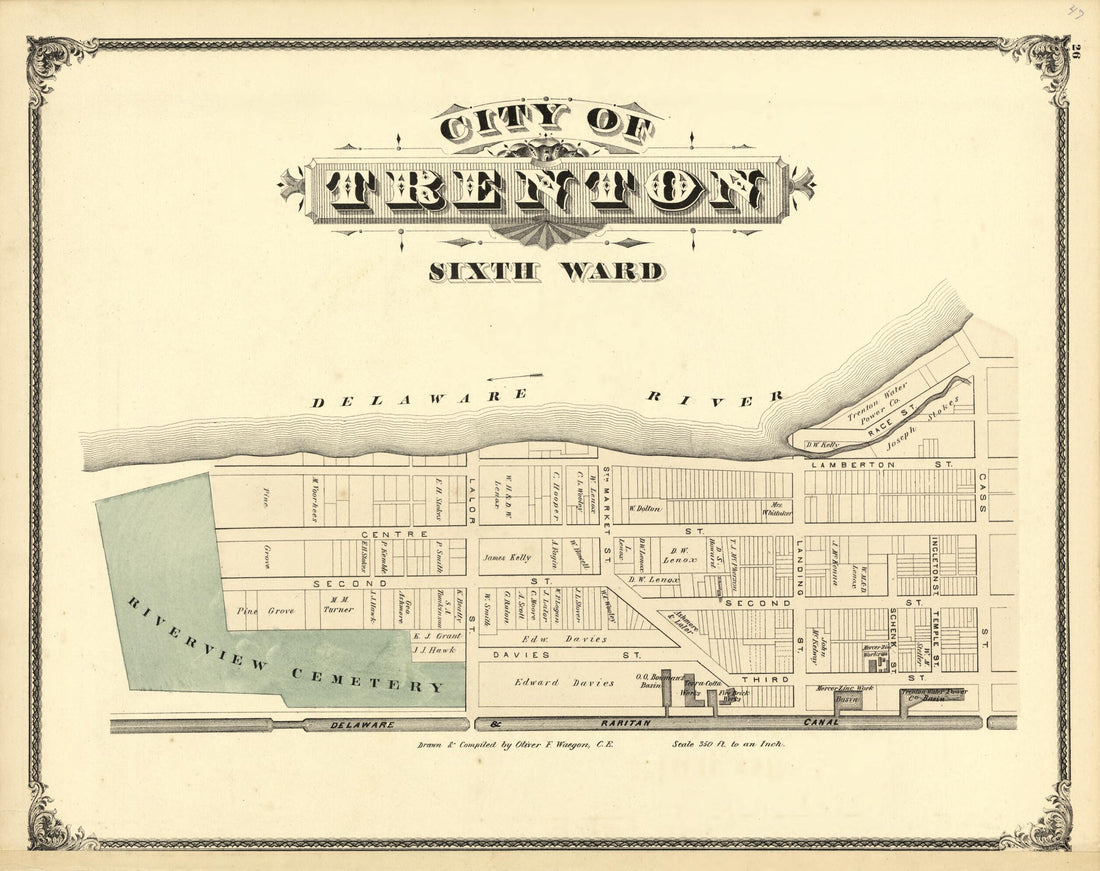 This old map of Map of the City of Trenton, Sixth Ward from New Historical Atlas of Mercer County, New Jersey : from 1875 was created by Thomas Hunter in 1875