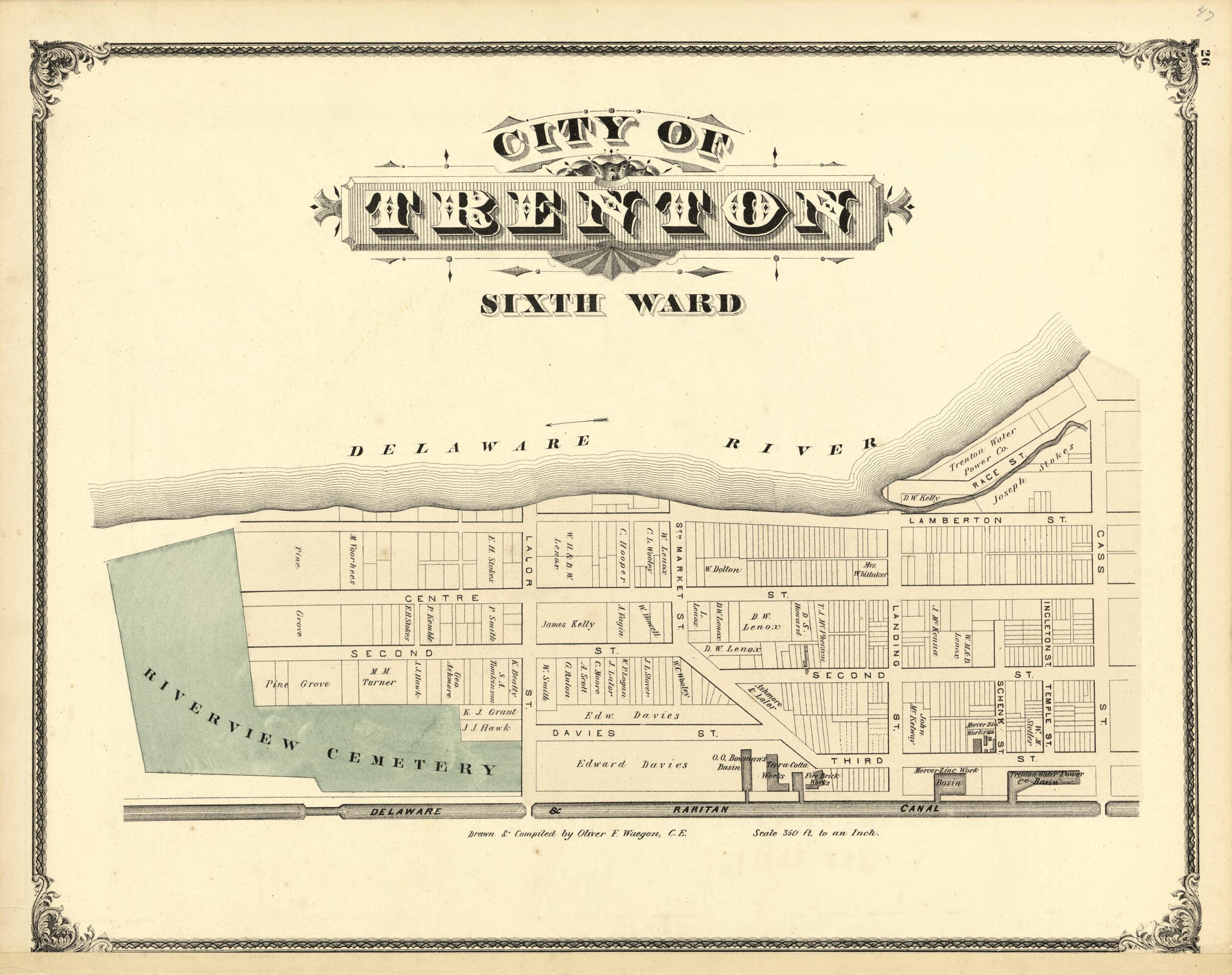 This old map of Map of the City of Trenton, Sixth Ward from New Historical Atlas of Mercer County, New Jersey : from 1875 was created by Thomas Hunter in 1875