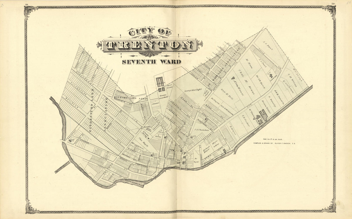 Map of City Trenton, Seventh Ward from New Historical Atlas of Mercer County, New Jersey : 1875 by Relic Map Company