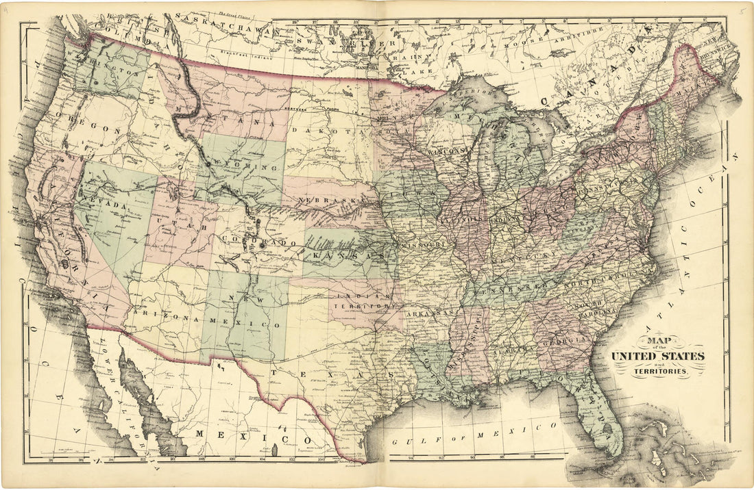 This old map of Map of the United States and Territories from New Historical Atlas of Mercer County, New Jersey : from 1875 was created by Thomas Hunter in 1875