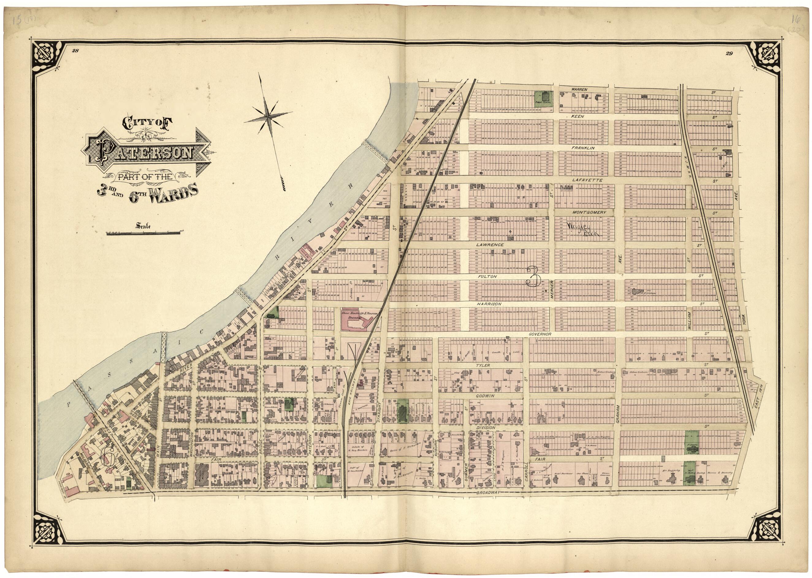 This old map of City of Paterson Part of the 3rd and 6th Wards from Atlas of Passaic County, New Jersey from 1877 was created by E.B. Hyde & Co in 1877