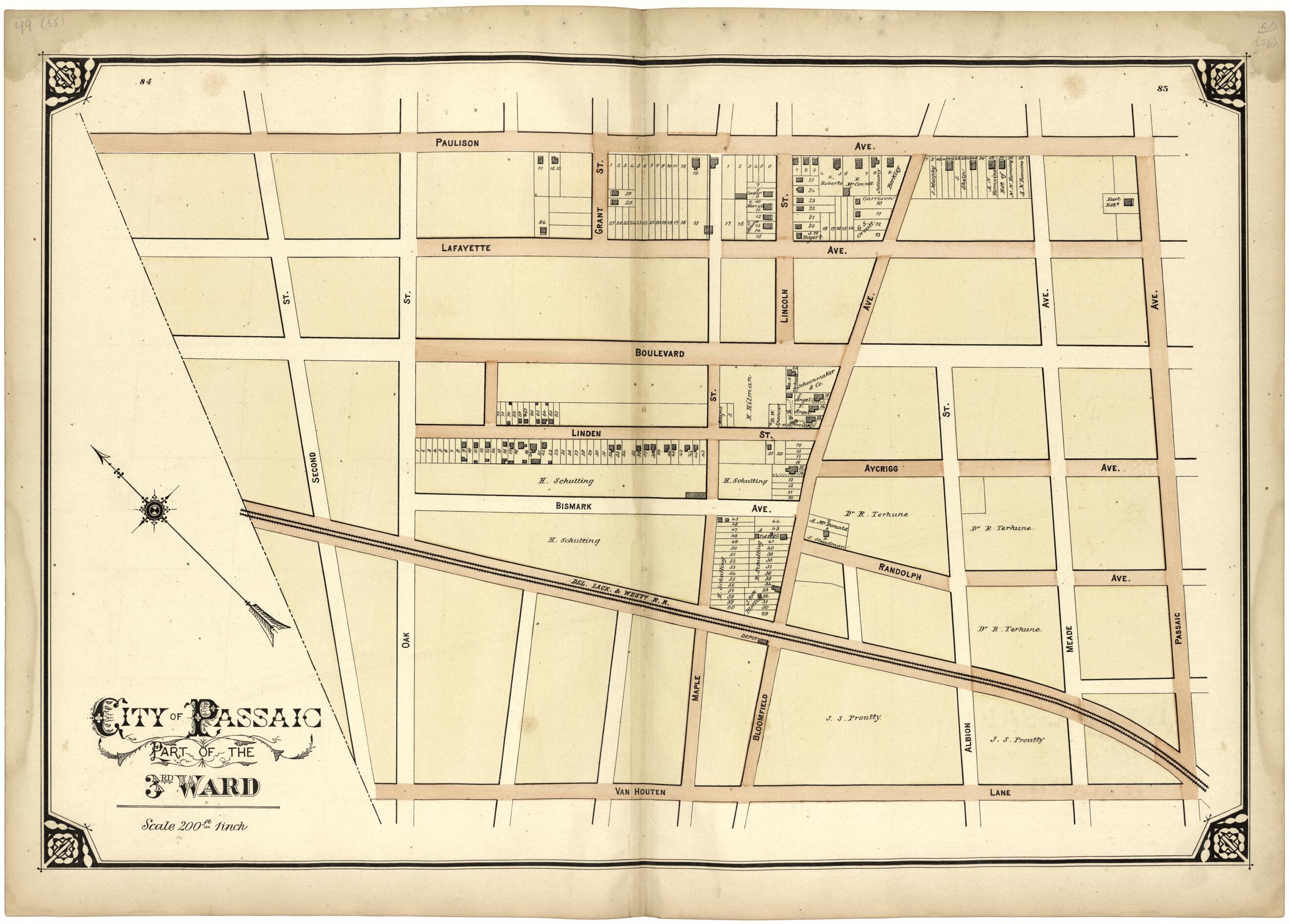 This old map of City of Passaic Part of the 3rd Ward from Atlas of Passaic County, New Jersey from 1877 was created by E.B. Hyde & Co in 1877