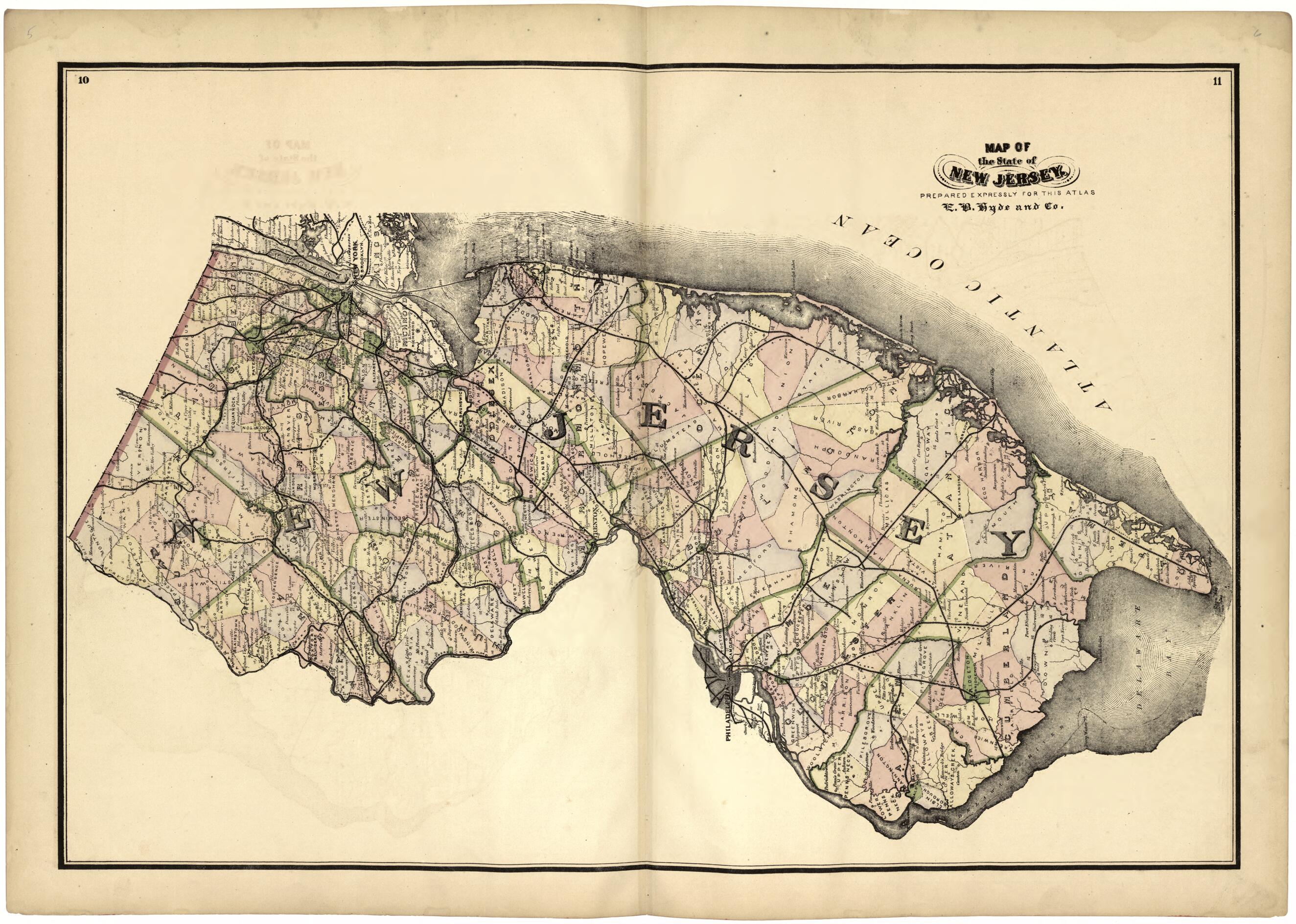 This old map of Map of the State of New Jersey from Atlas of Passaic County, New Jersey from 1877 was created by E.B. Hyde & Co in 1877