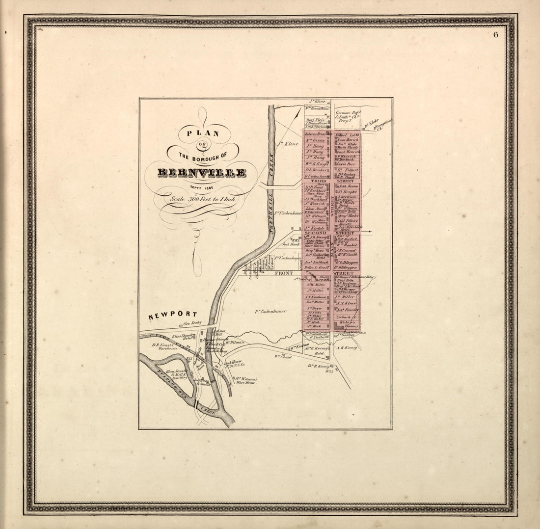 This old map of Plan of the Borough of Bernville from Berks County from 1862 was created by L. Fagan in 1862