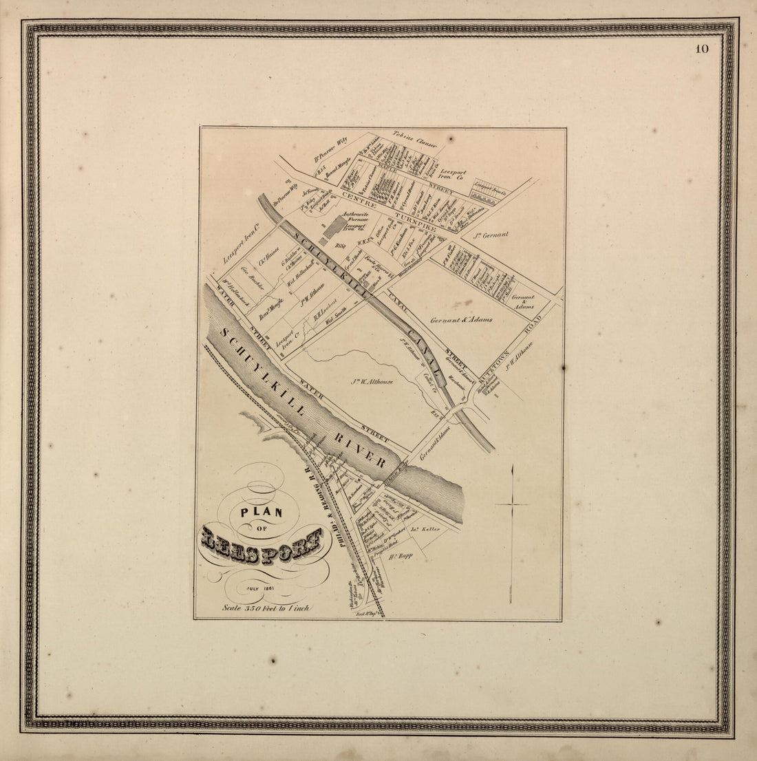 This old map of Plan of Leesport from Berks County from 1862 was created by L. Fagan in 1862