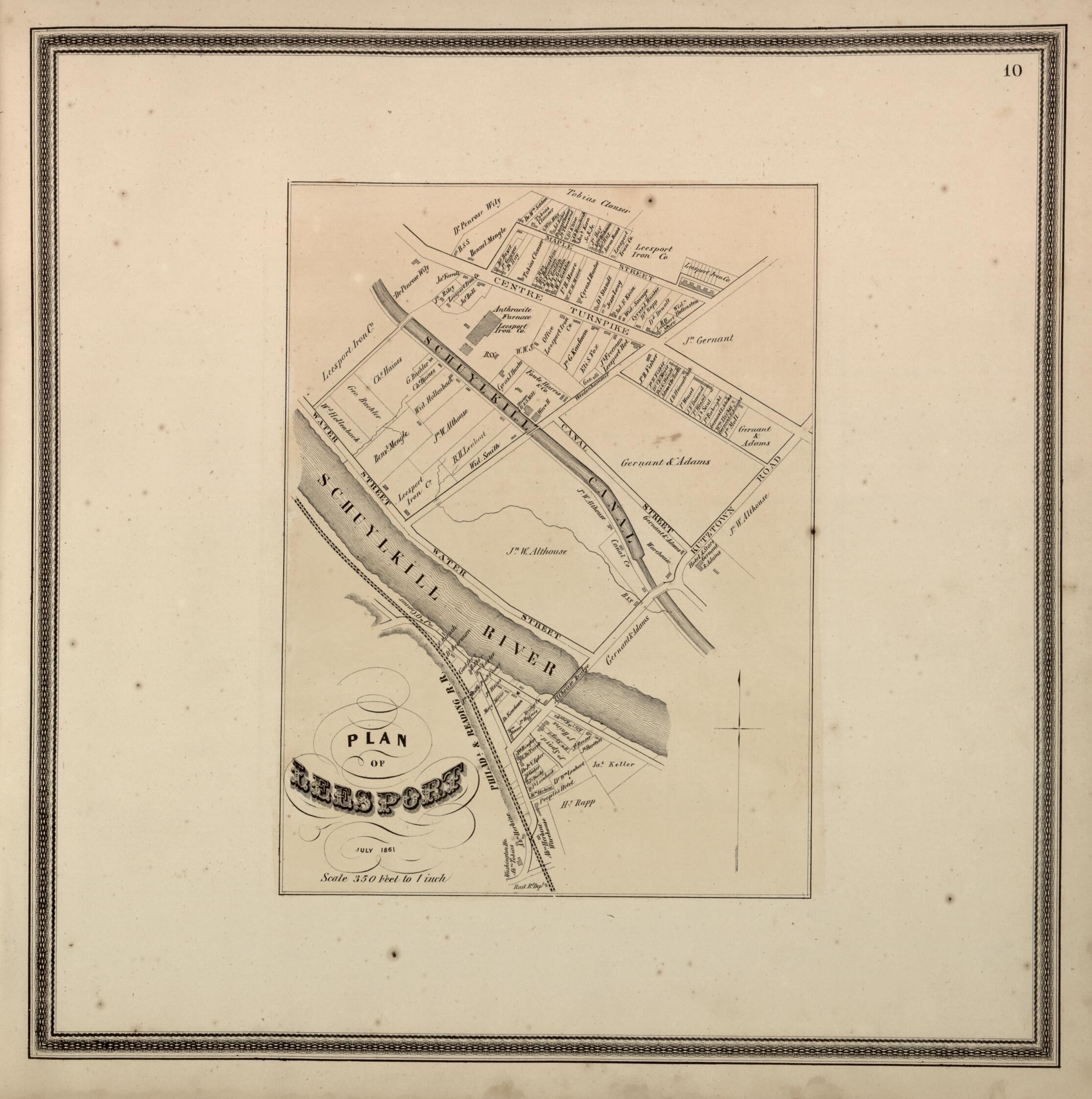 This old map of Plan of Leesport from Berks County from 1862 was created by L. Fagan in 1862