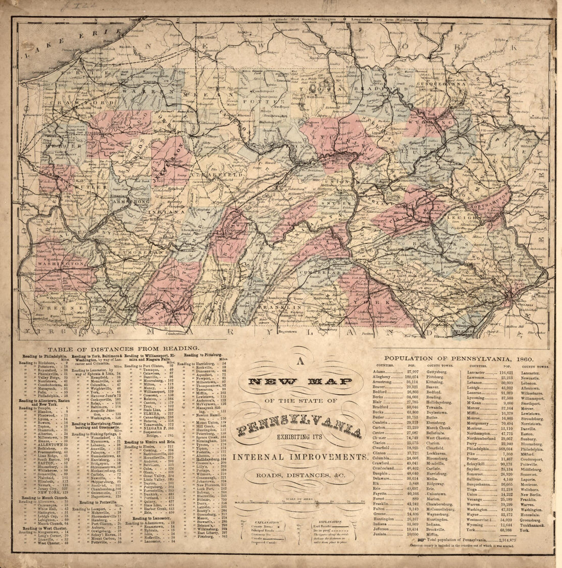 This old map of Endpaper : a New Map of the State of Pennsylvania, from Berks County from 1862 was created by L. Fagan in 1862