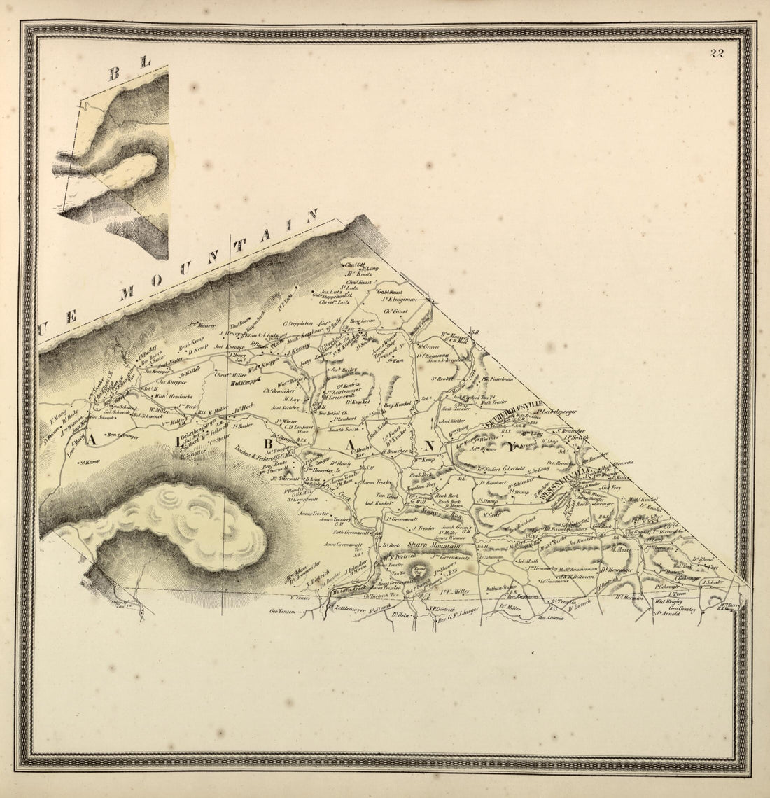 This old map of Albany Township from Berks County from 1862 was created by L. Fagan in 1862