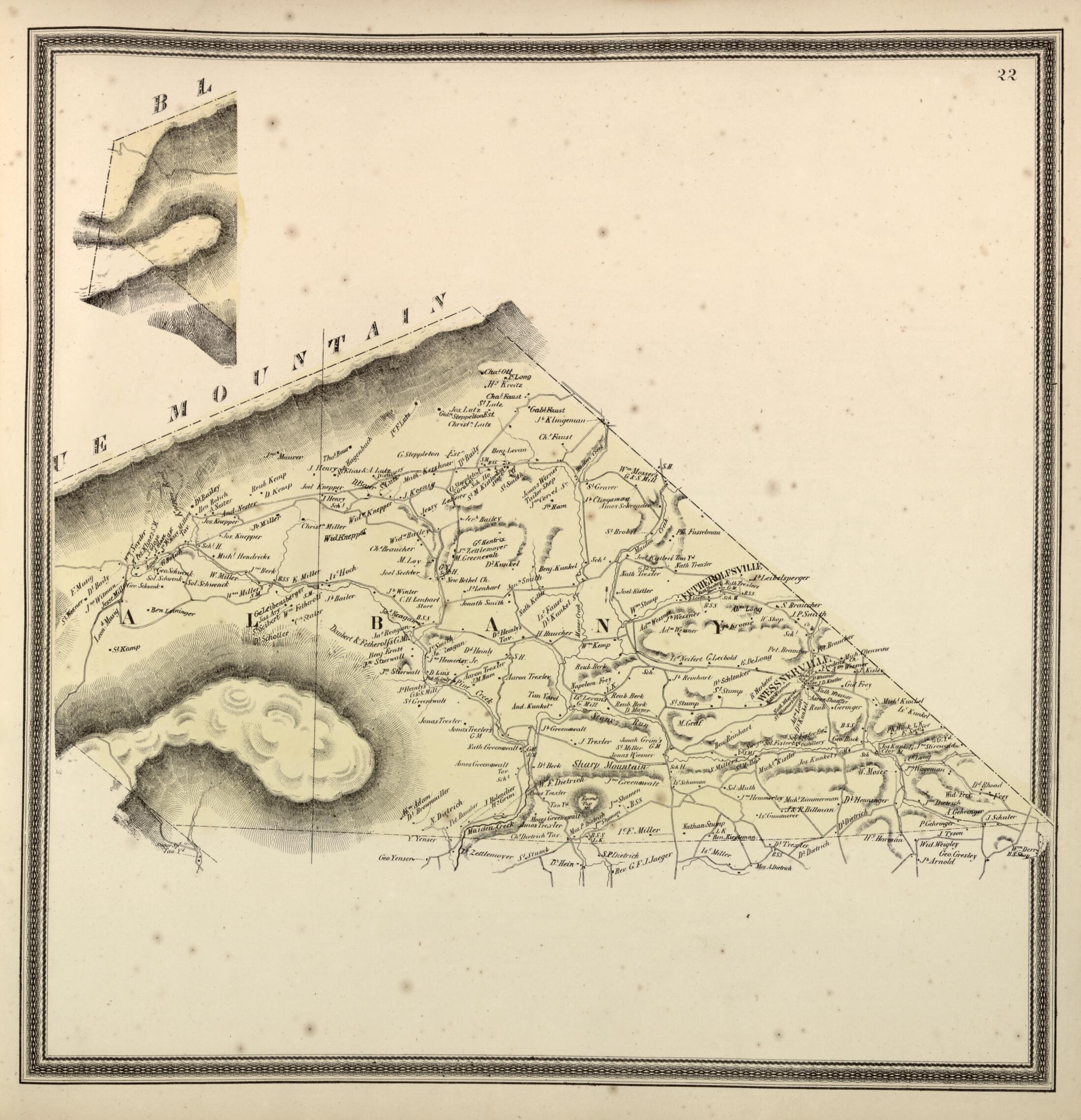 This old map of Albany Township from Berks County from 1862 was created by L. Fagan in 1862