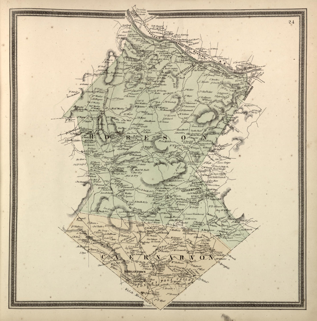 Caernarvon and Robeson Townships from Berks County 1862 by Relic Map Company