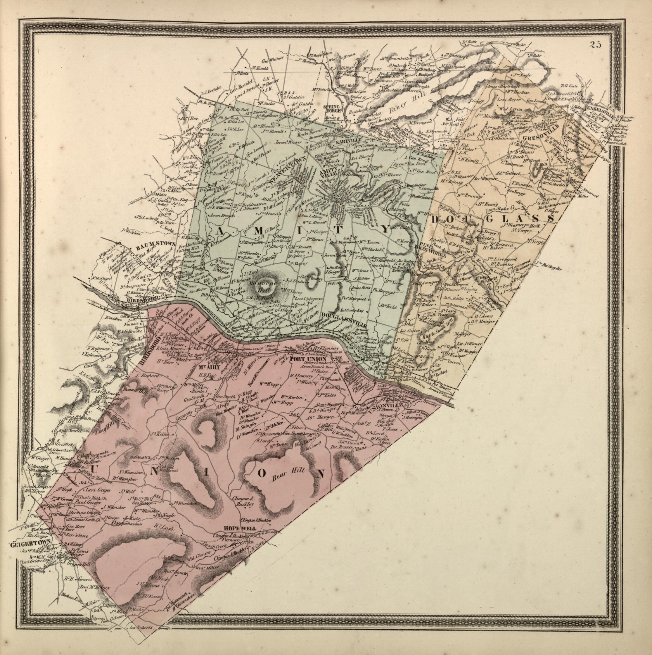 This old map of Union Township from Berks County from 1862 was created by L. Fagan in 1862
