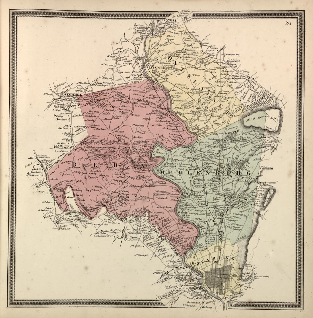 This old map of Bern Township from Berks County from 1862 was created by L. Fagan in 1862