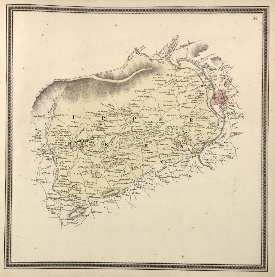 This old map of Bern, Upper Township from Berks County from 1862 was created by L. Fagan in 1862