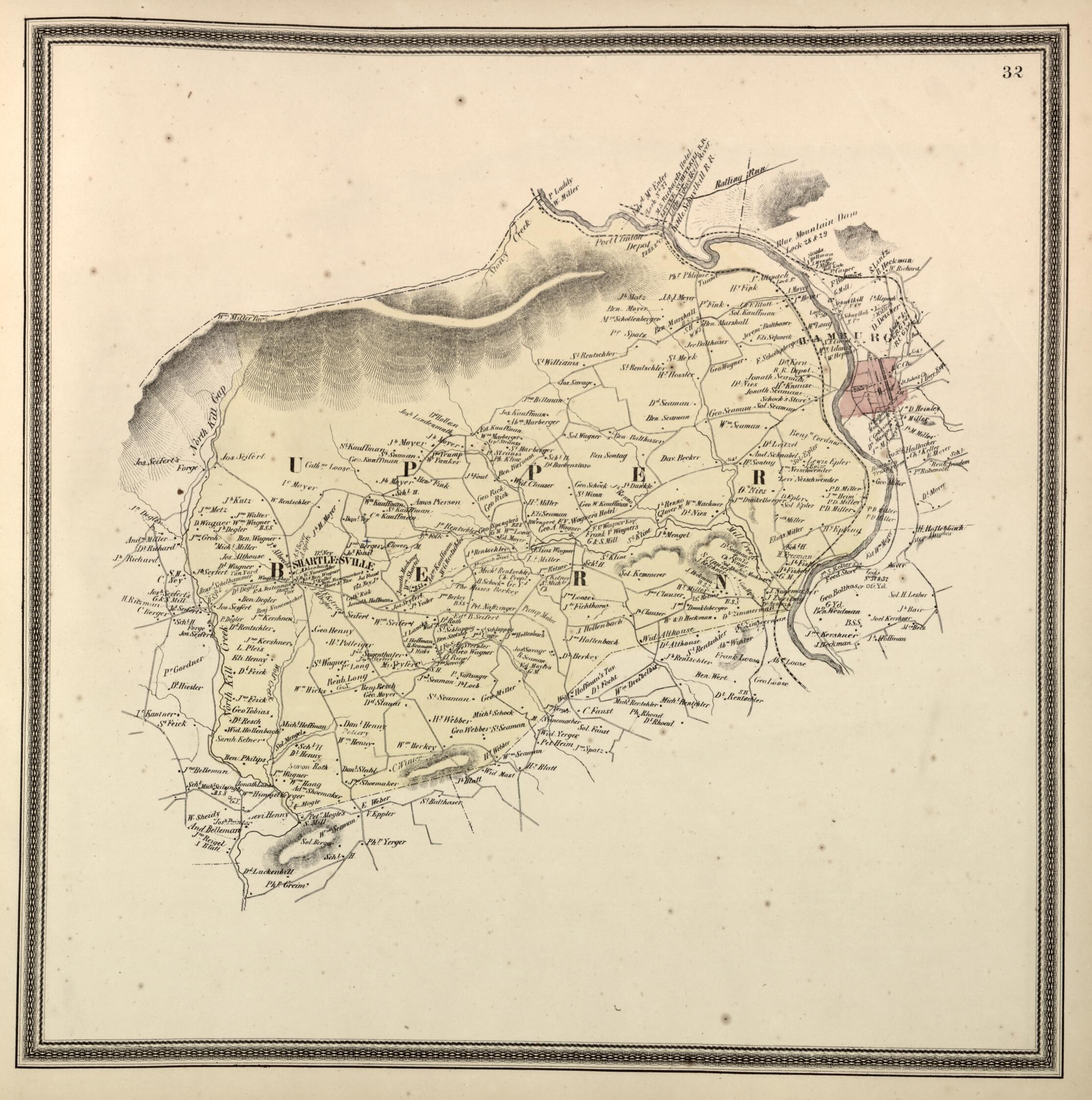 This old map of Bern, Upper Township from Berks County from 1862 was created by L. Fagan in 1862