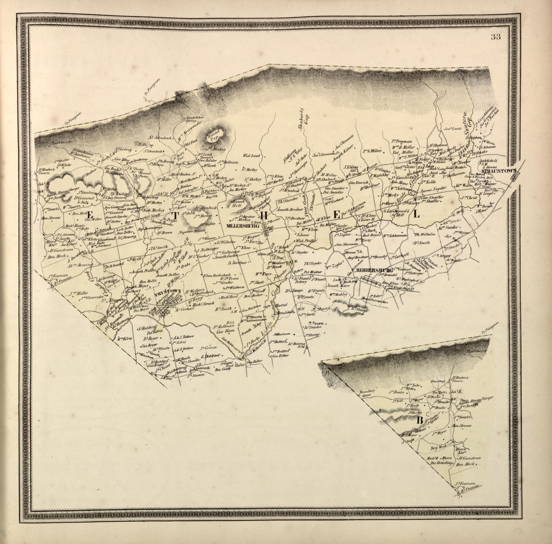 This old map of Bethel Township from Berks County from 1862 was created by L. Fagan in 1862
