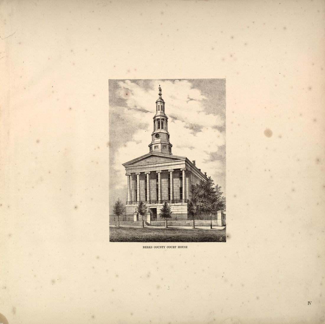 This old map of Berks County Court House from Berks County from 1862 was created by L. Fagan in 1862