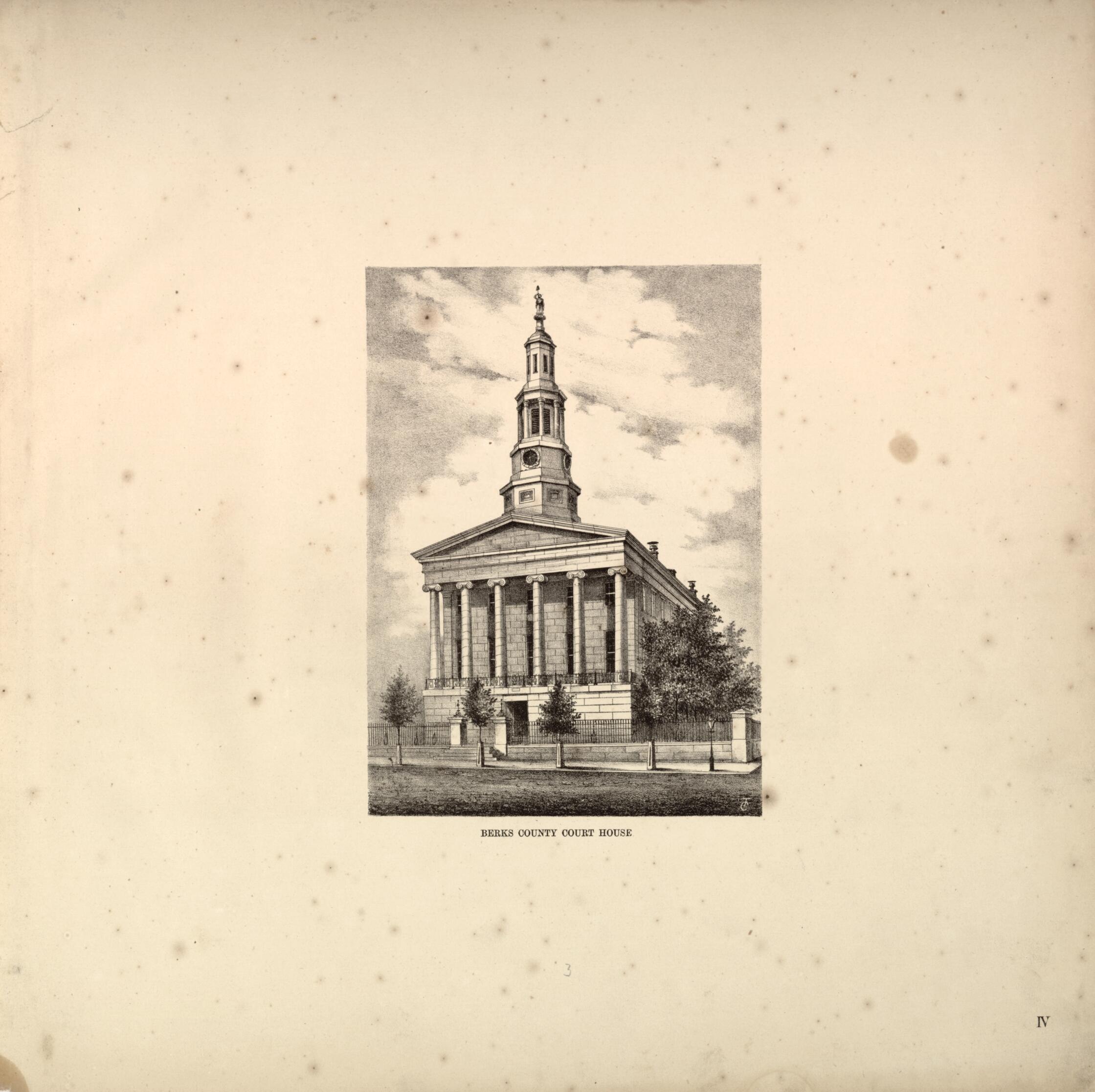 This old map of Berks County Court House from Berks County from 1862 was created by L. Fagan in 1862