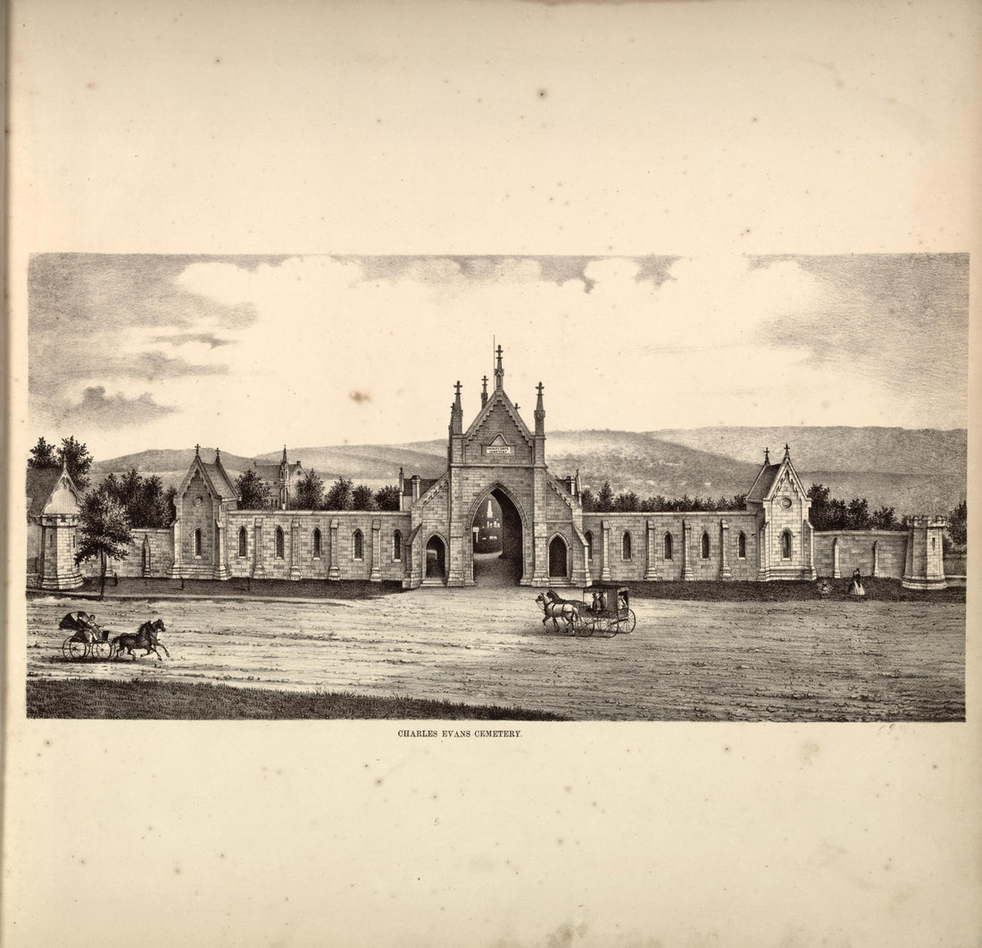 This old map of Charles Evans Cemetery from Berks County from 1862 was created by L. Fagan in 1862