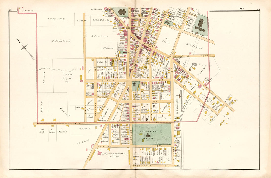 This old map of Borough of Doylestown No. 2 from Atlas of Bucks County, Pennsylvania from 1891 was created by A. H. (August H.) Mueller in 1891