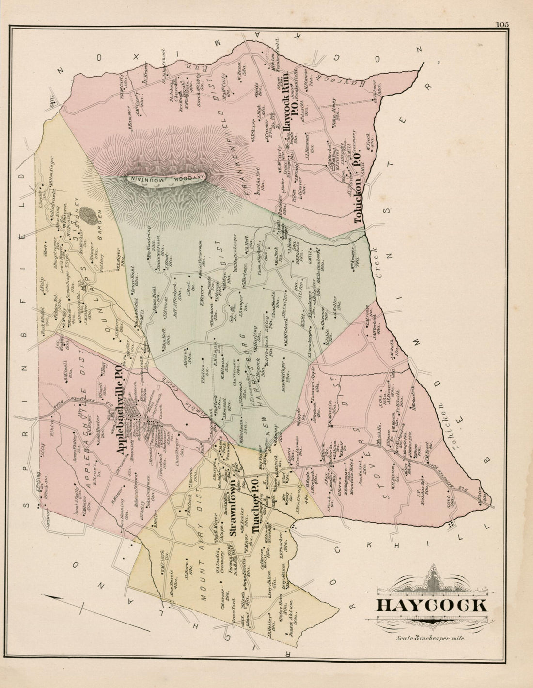 This old map of Haycock from Atlas of Bucks County, Pennsylvania from 1891 was created by A. H. (August H.) Mueller in 1891