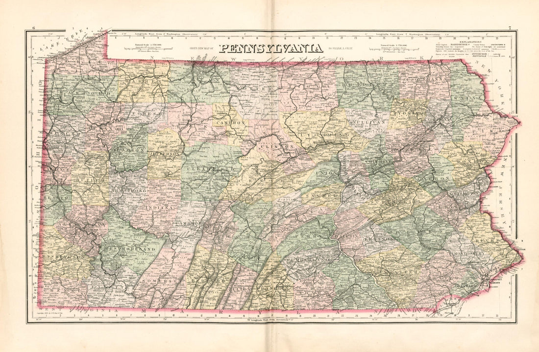 This old map of Pennsylvania from Atlas of Bucks County, Pennsylvania from 1891 was created by A. H. (August H.) Mueller in 1891