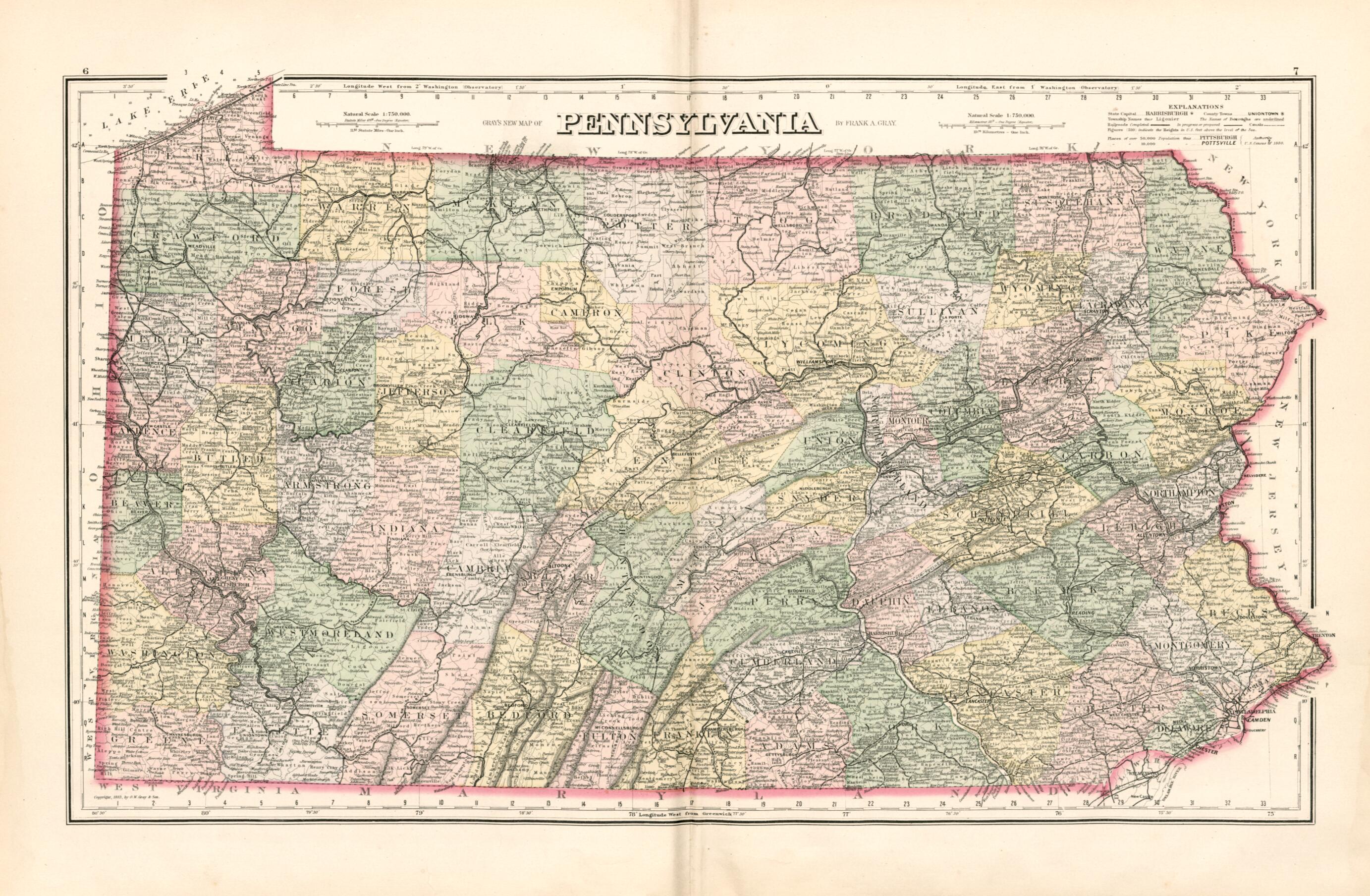 This old map of Pennsylvania from Atlas of Bucks County, Pennsylvania from 1891 was created by A. H. (August H.) Mueller in 1891