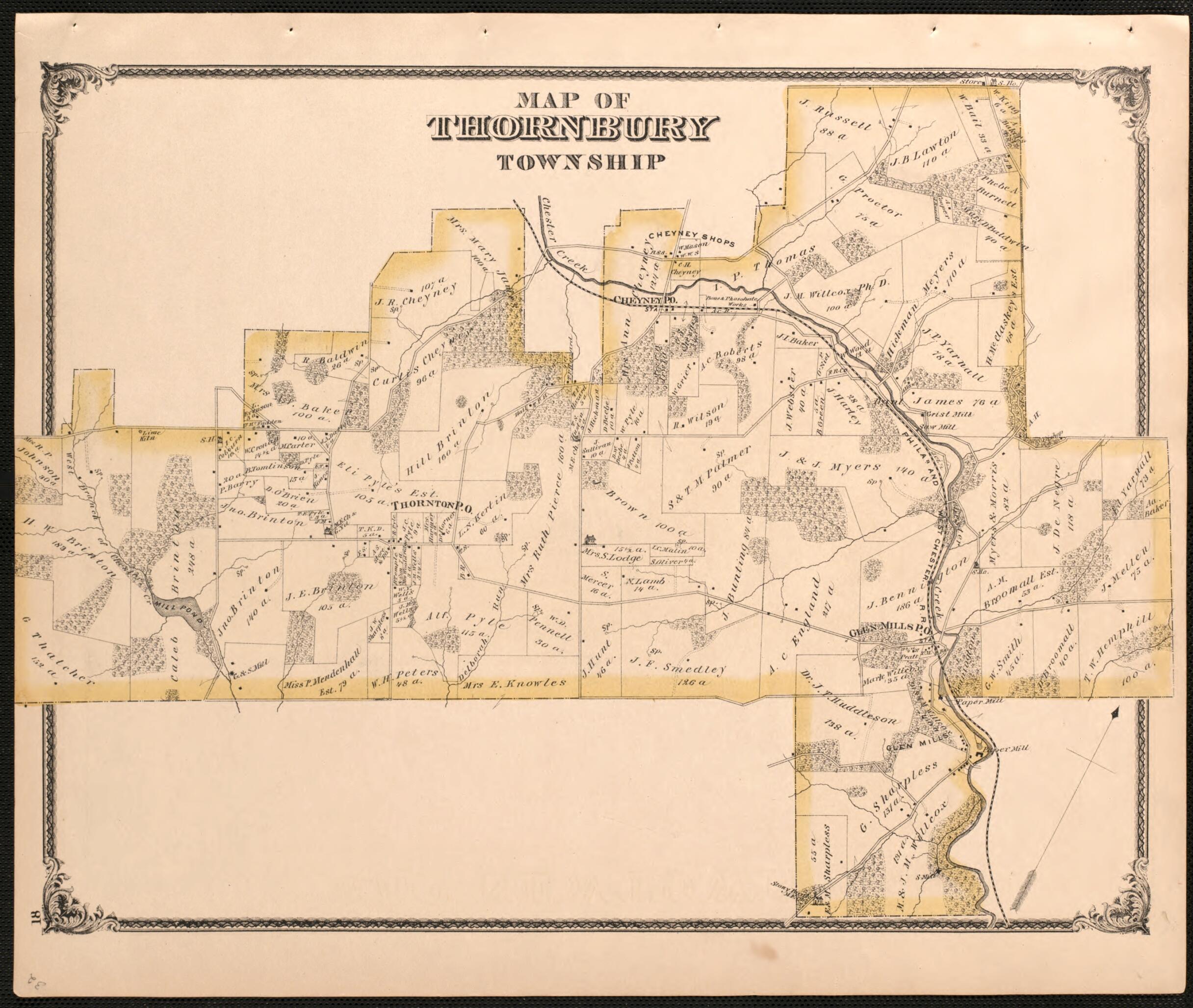 This old map of Thornbury Township from New Historical Atlas of Delaware Co., Pennsylvania : from 1875 was created by Norman M. Friend in 1875