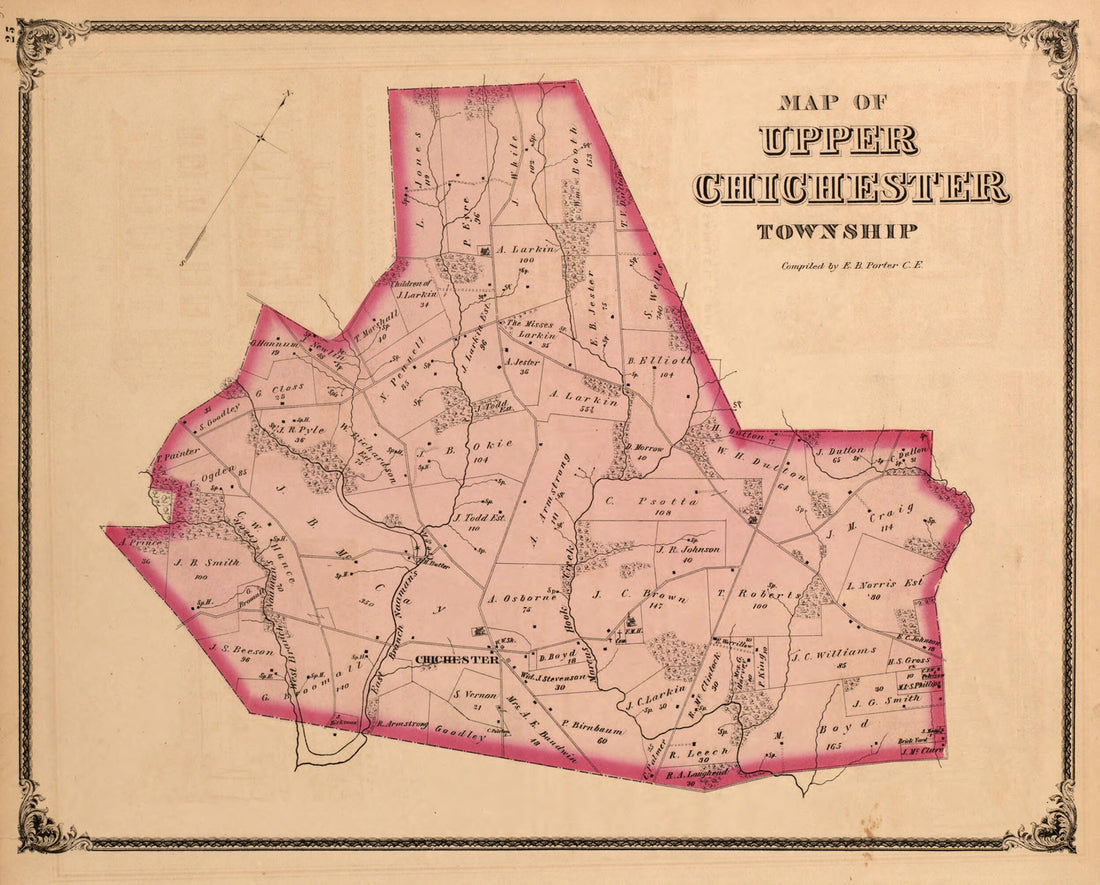 This old map of Map of Upper Chichester from New Historical Atlas of Delaware Co., Pennsylvania : from 1875 was created by Norman M. Friend in 1875