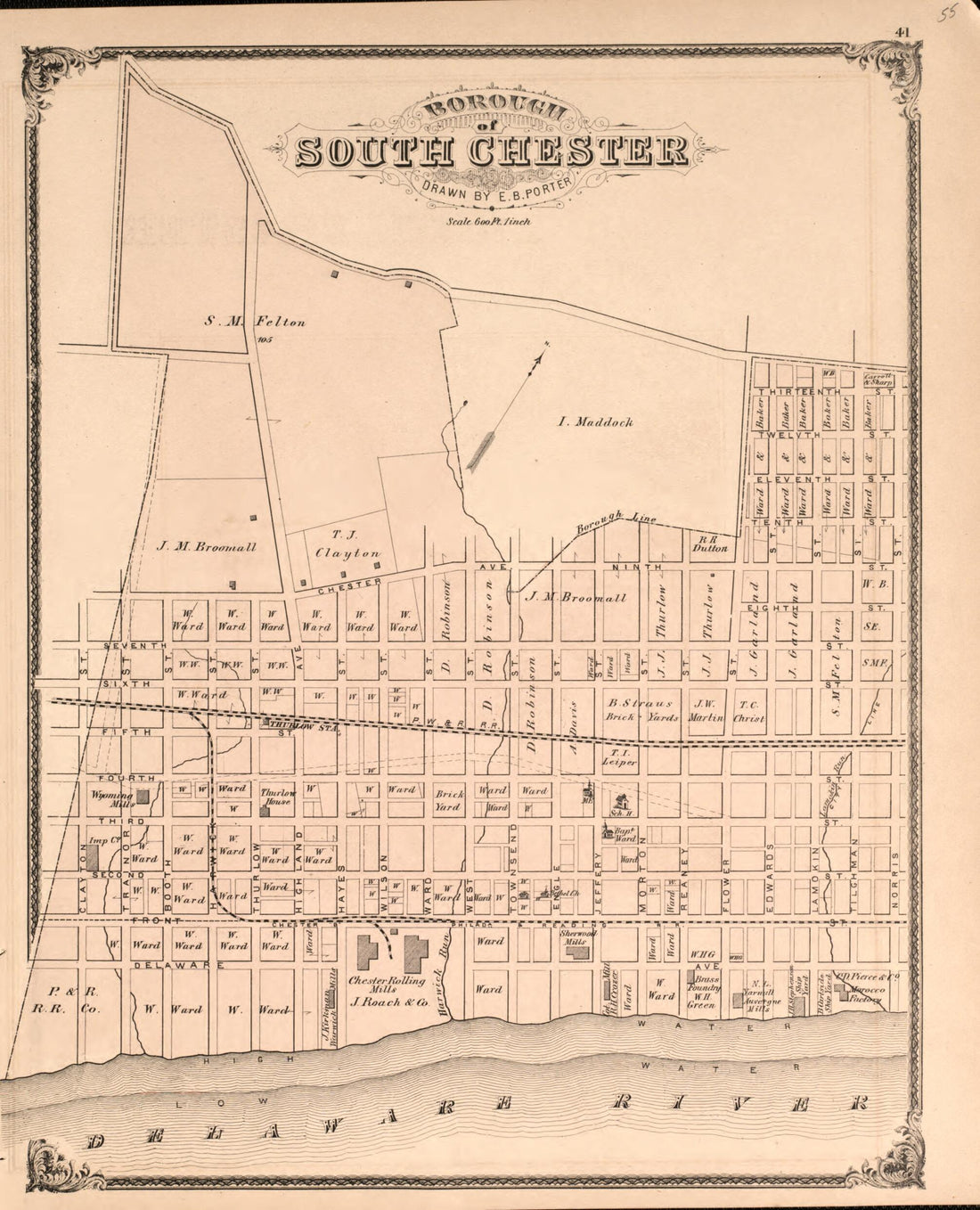 This old map of South Chester from New Historical Atlas of Delaware Co., Pennsylvania : from 1875 was created by Norman M. Friend in 1875