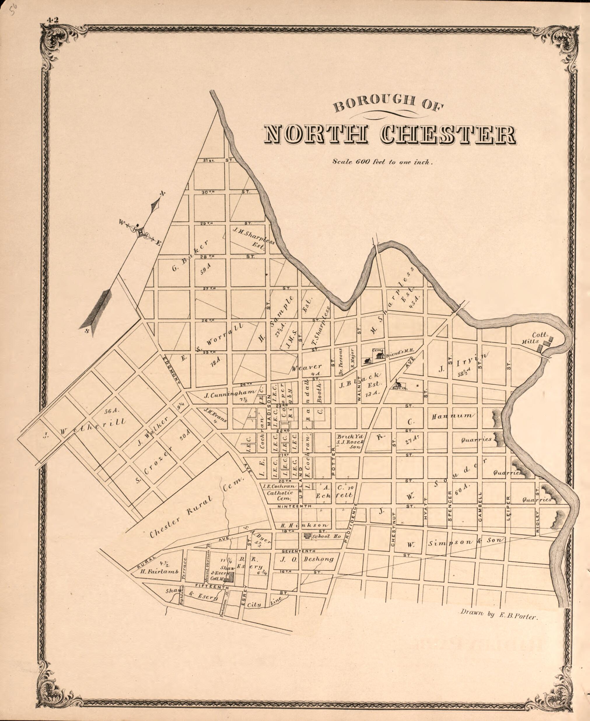 This old map of North Chester from New Historical Atlas of Delaware Co., Pennsylvania : from 1875 was created by Norman M. Friend in 1875