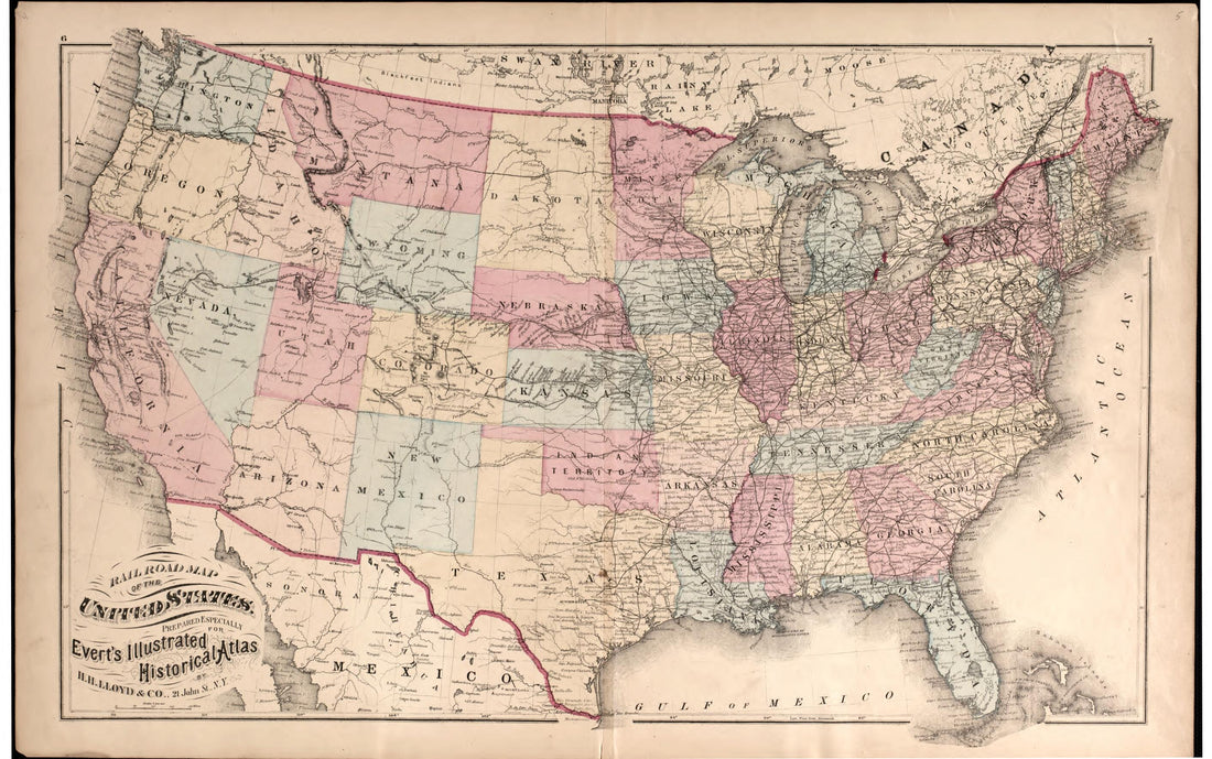 This old map of Railroad Map of United States from New Historical Atlas of Delaware Co., Pennsylvania : from 1875 was created by Norman M. Friend in 1875