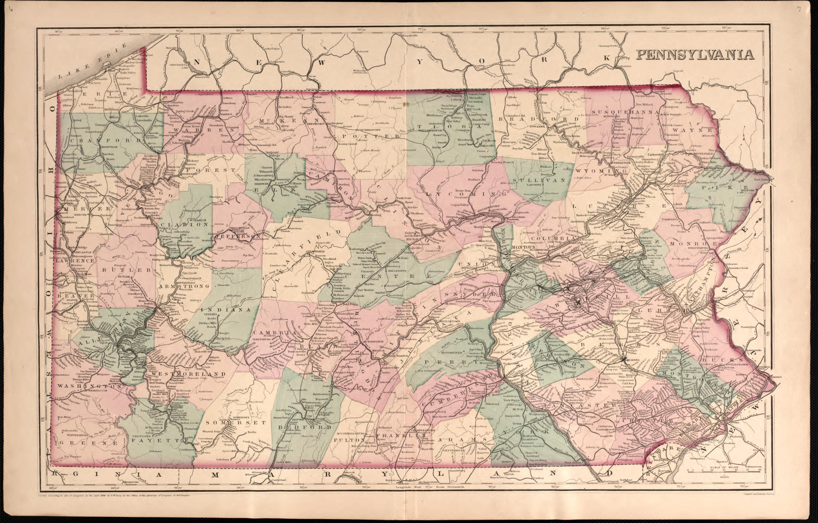 This old map of Map of Pennsylvania from New Historical Atlas of Delaware Co., Pennsylvania : from 1875 was created by Norman M. Friend in 1875