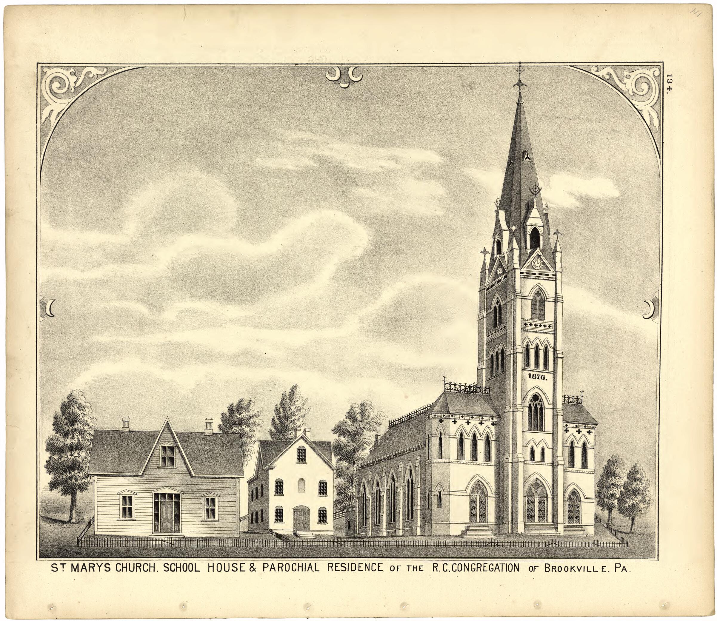 This old map of St. Marys Church , School House & Parochial Residence of the R.C. Congregation from Caldwell&