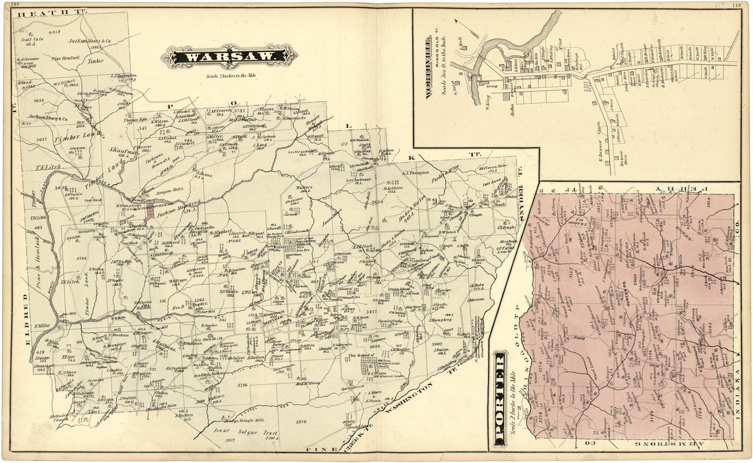 This old map of Warsaw; Porter from Caldwell&