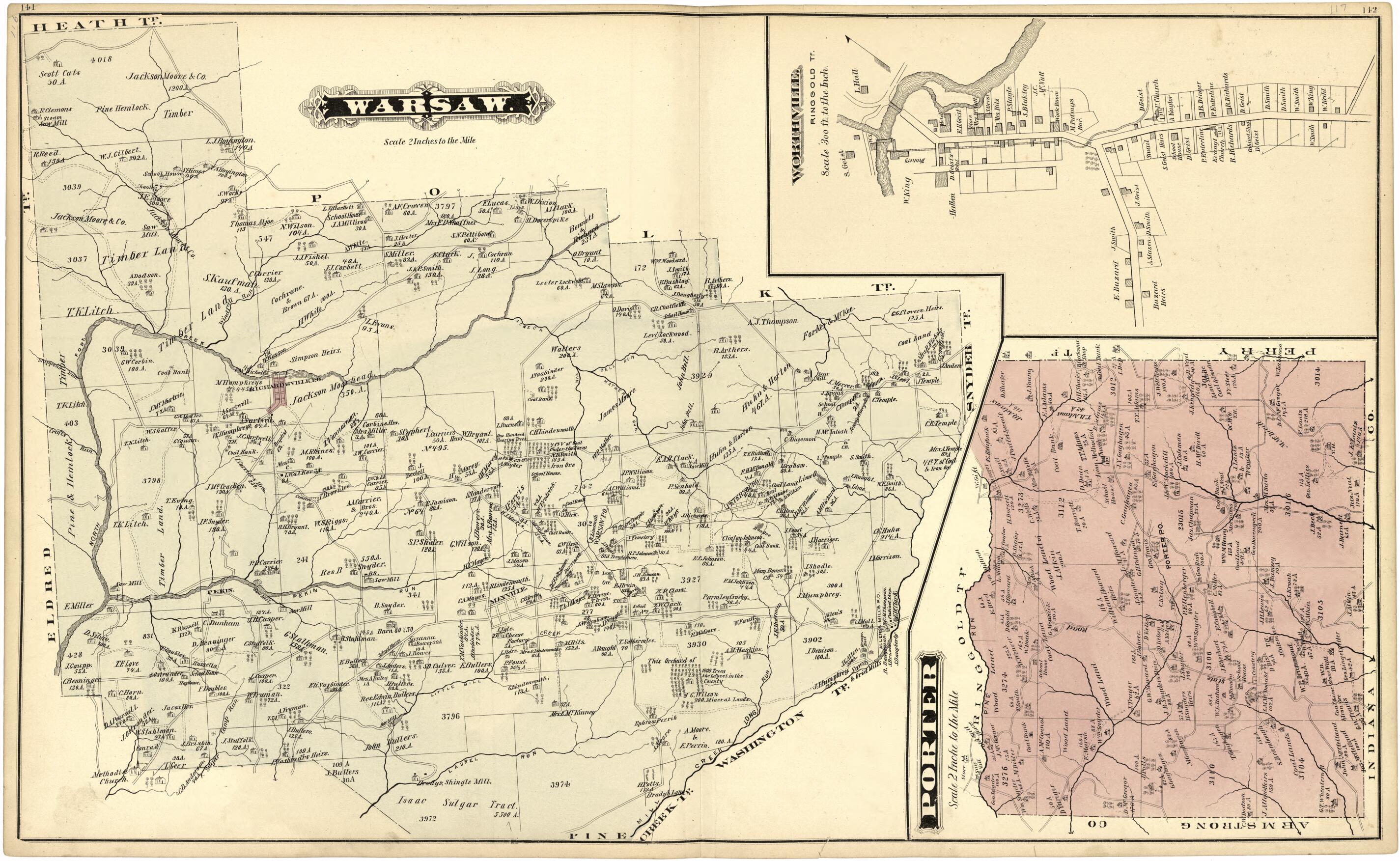 This old map of Warsaw; Porter from Caldwell&