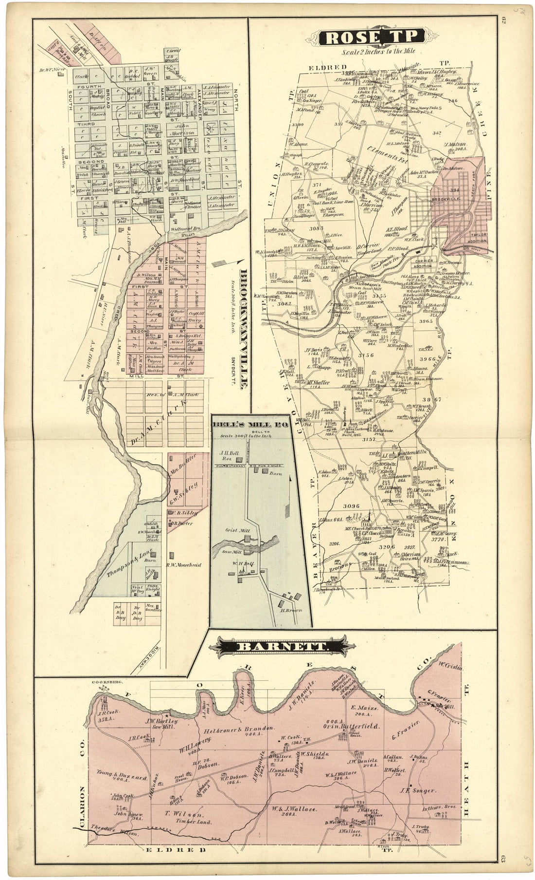 This old map of Rose TP; Barnett from Caldwell&